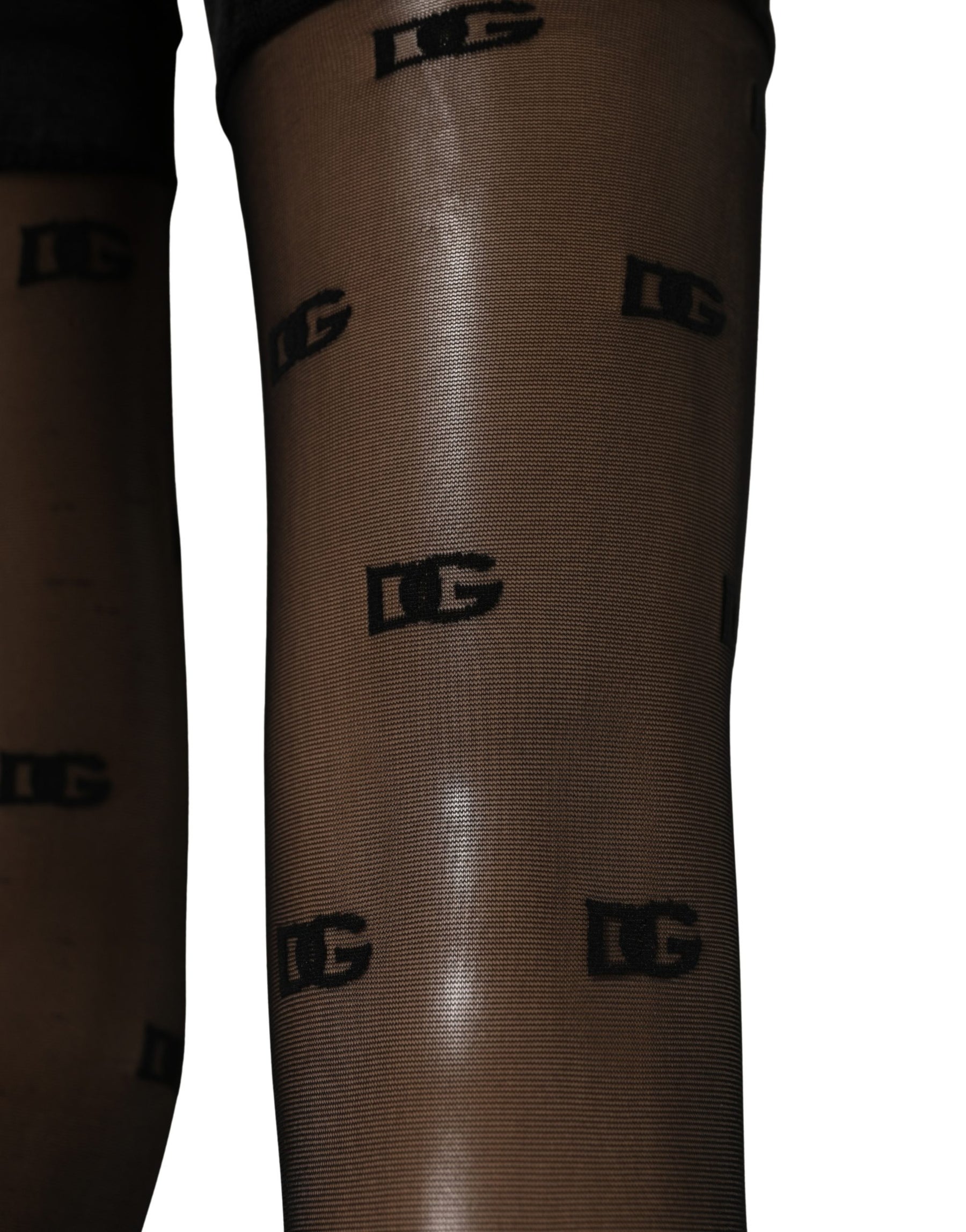 Dolce & Gabbana Black Sheer Logo Monogram Tights Stockings Socks | Regal Royce