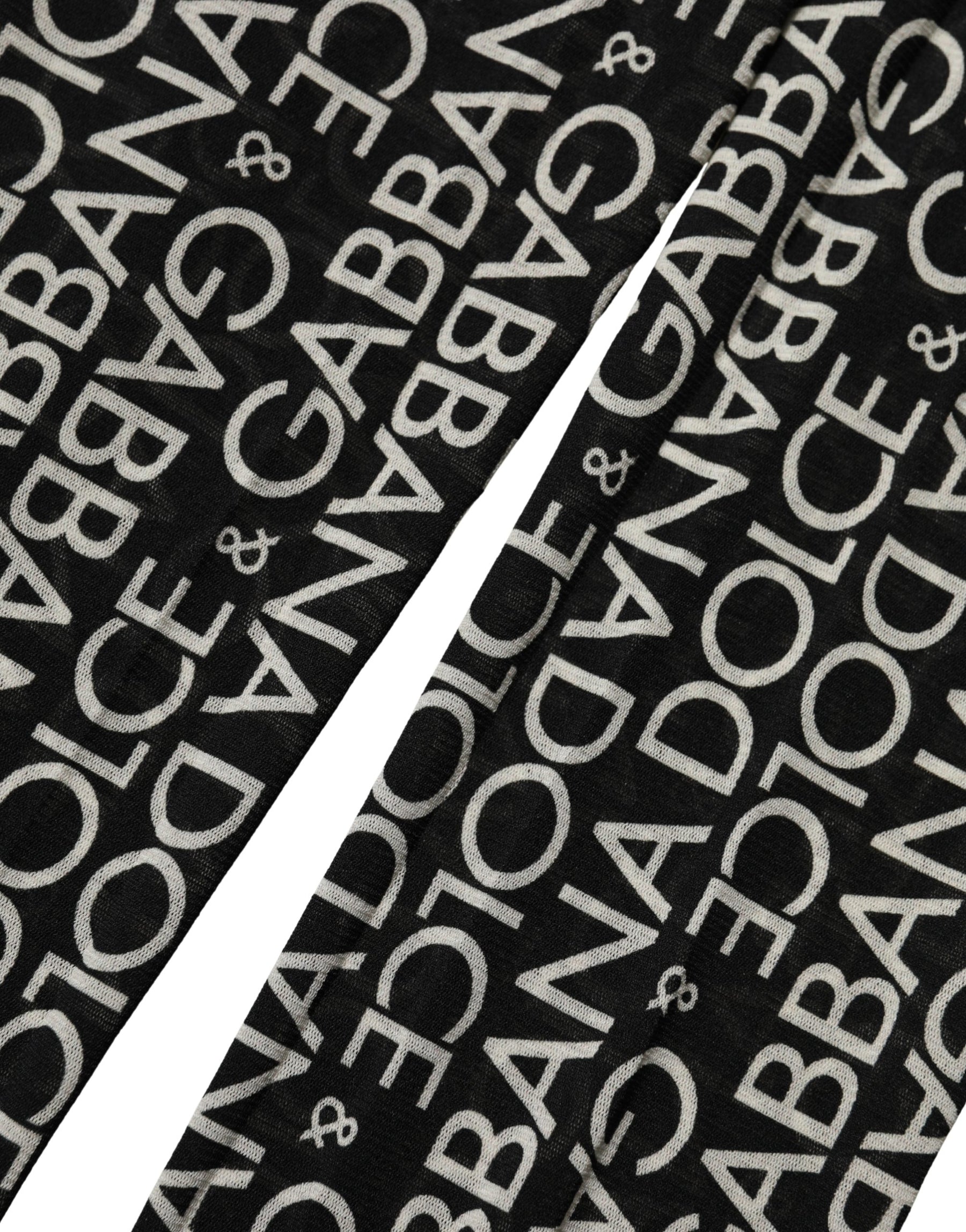 Dolce & Gabbana Black White All Over Print Sheer Stretch Tights Socks | Regal Royce