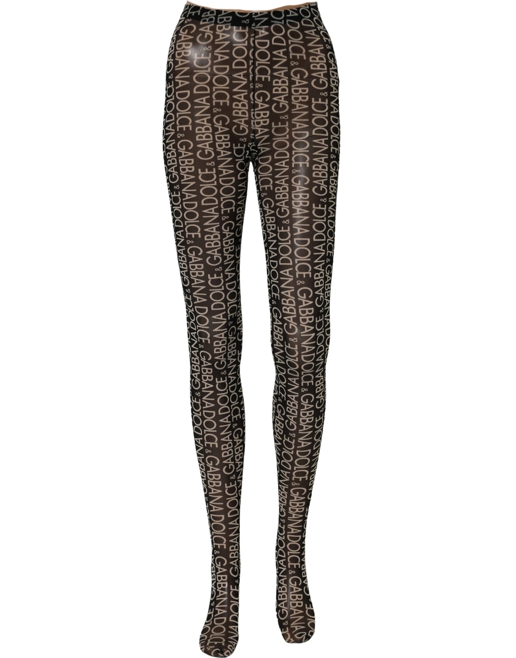 Dolce & Gabbana Black White All Over Print Sheer Stretch Tights Socks | Regal Royce