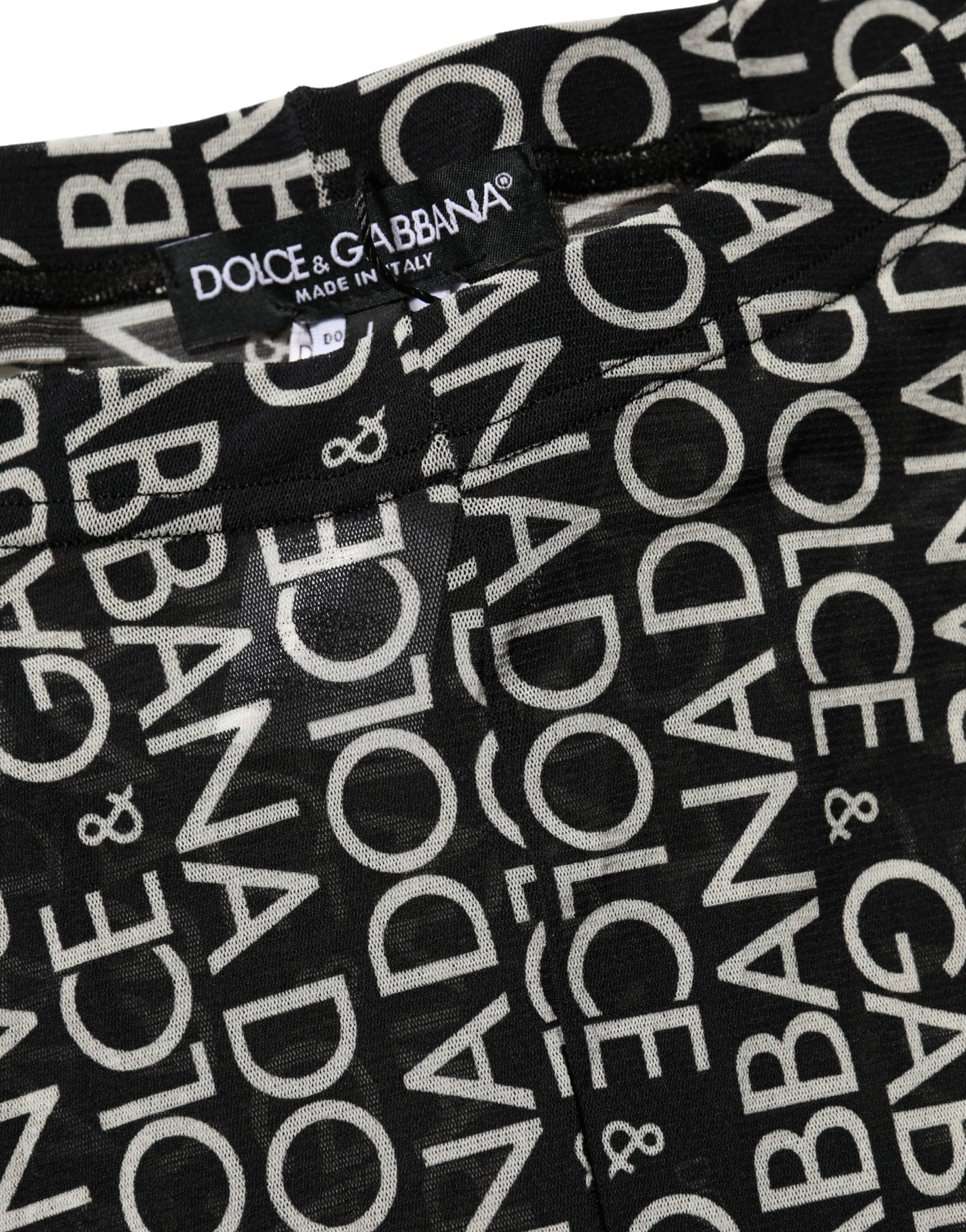 Dolce & Gabbana Black White All Over Print Sheer Stretch Tights Socks | Regal Royce