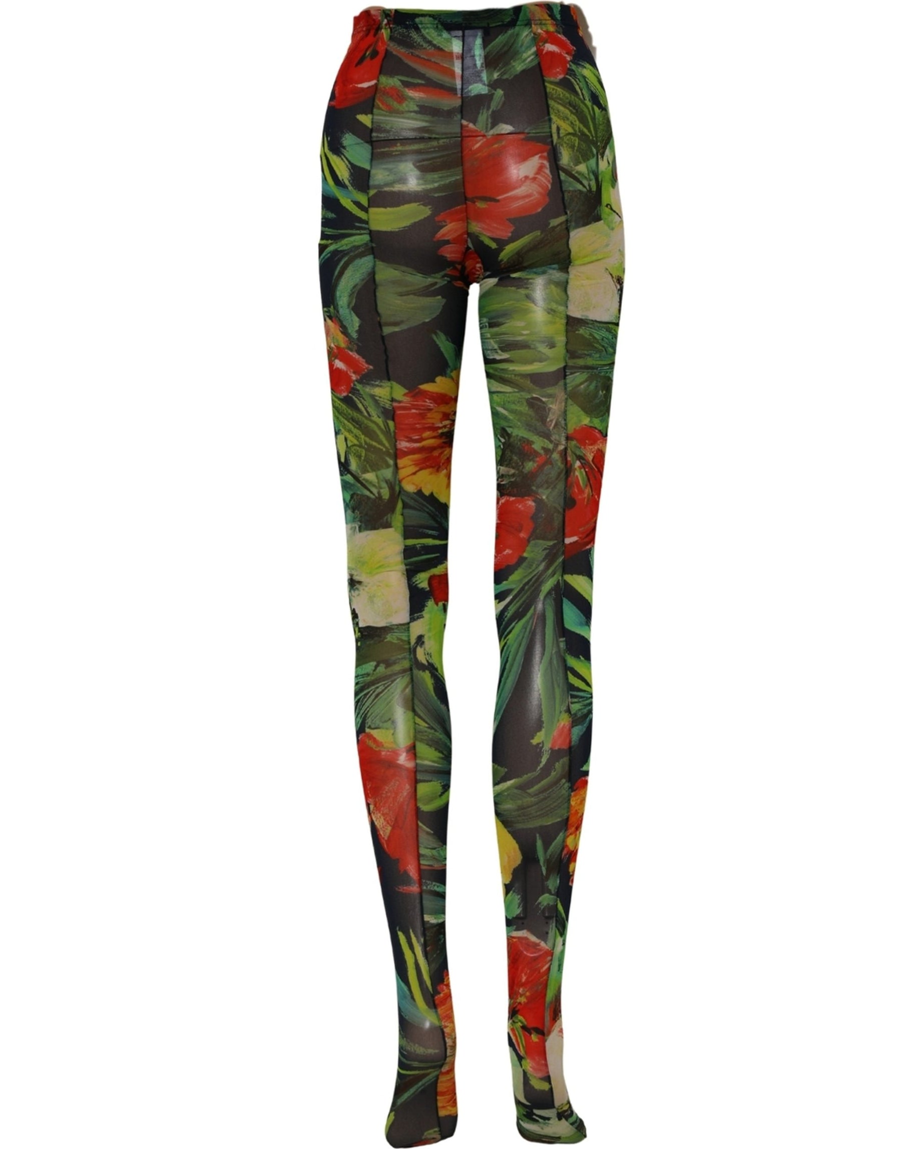 Dolce & Gabbana Black Floral Print Tights Sheer Stockings Socks | Regal Royce