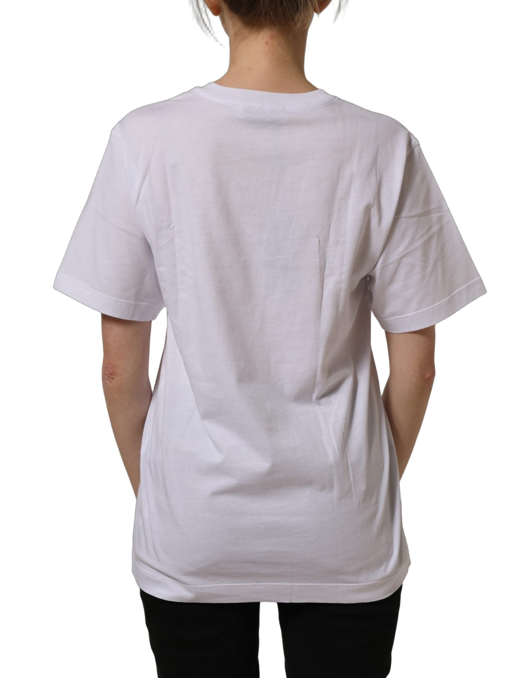 Dolce & Gabbana White Cotton Gold DG Logo Crew Neck T-shirt | Regal Royce