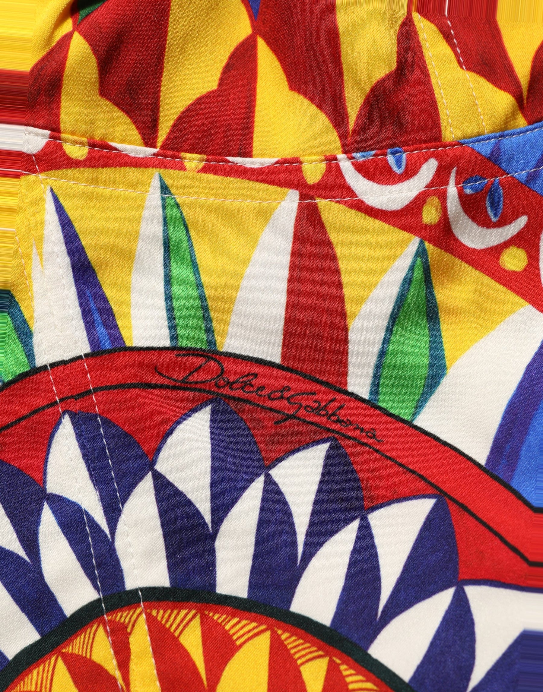 Dolce & Gabbana Multicolor Silk Carretto Print Cropped Tank Top | Regal Royce