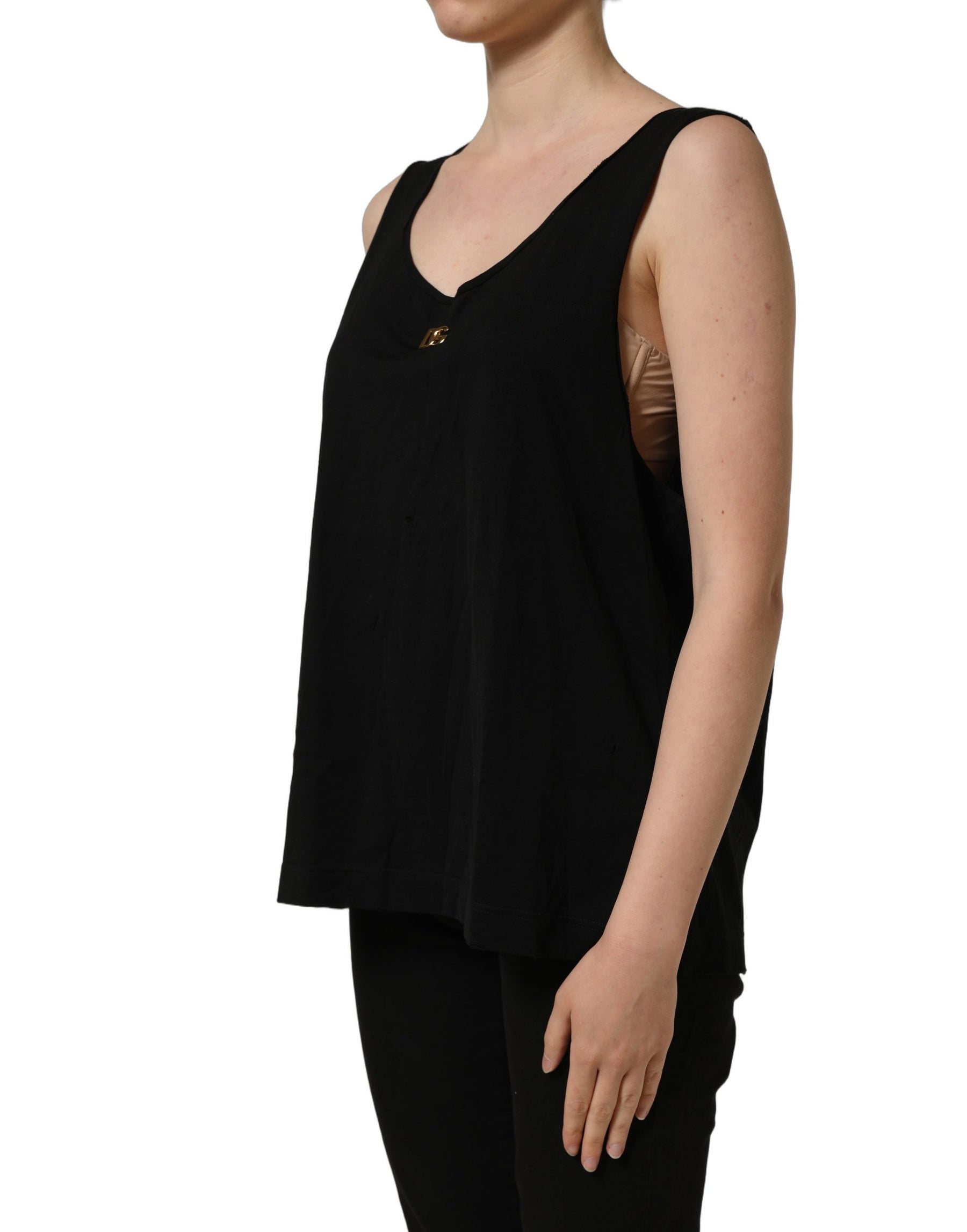Dolce & Gabbana Black Gold DG Logo Cotton Sleeveless Tank Top | Regal Royce
