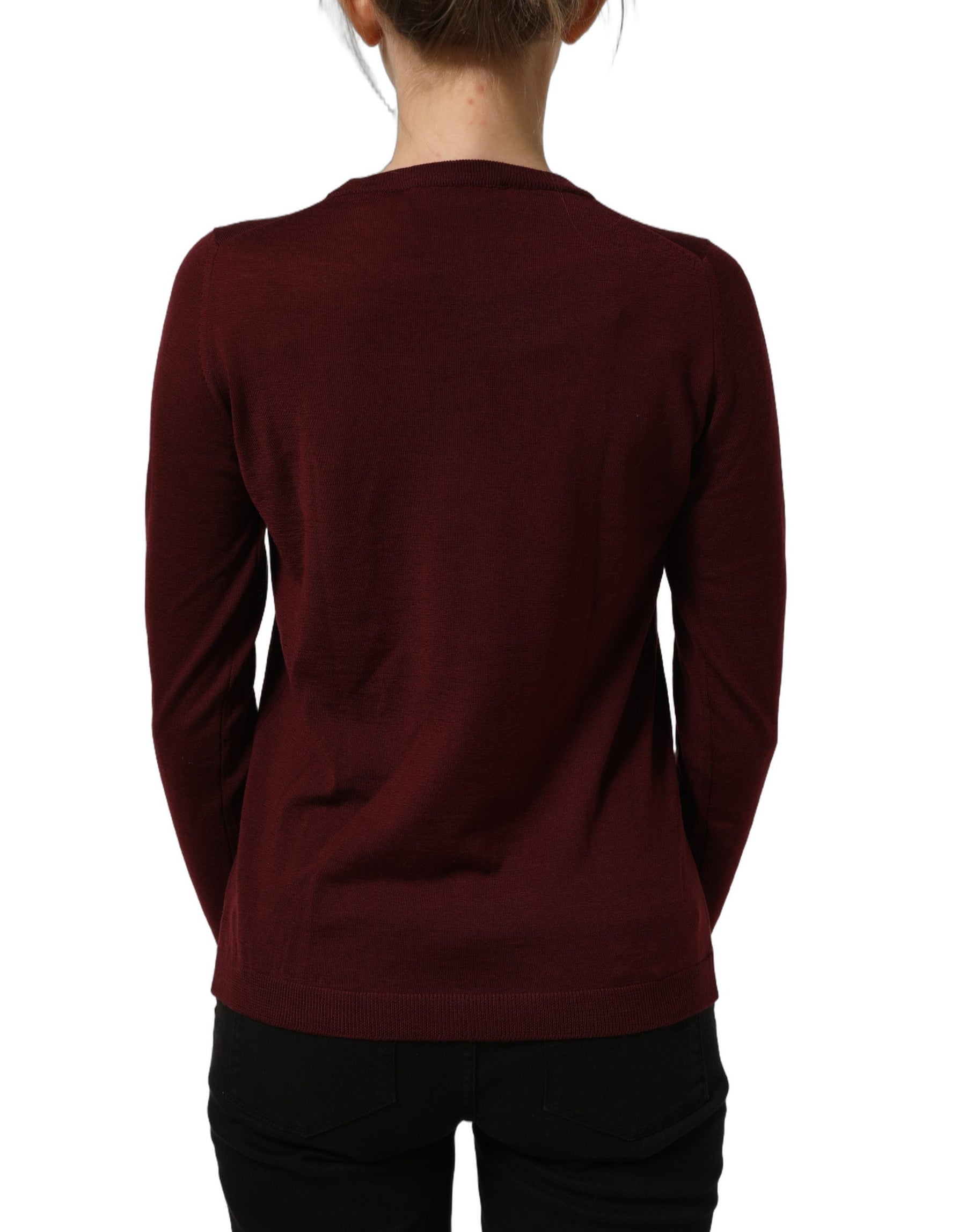 Dolce & Gabbana Maroon Wool Knitted CrewNeck Pullover Sweater | Regal Royce