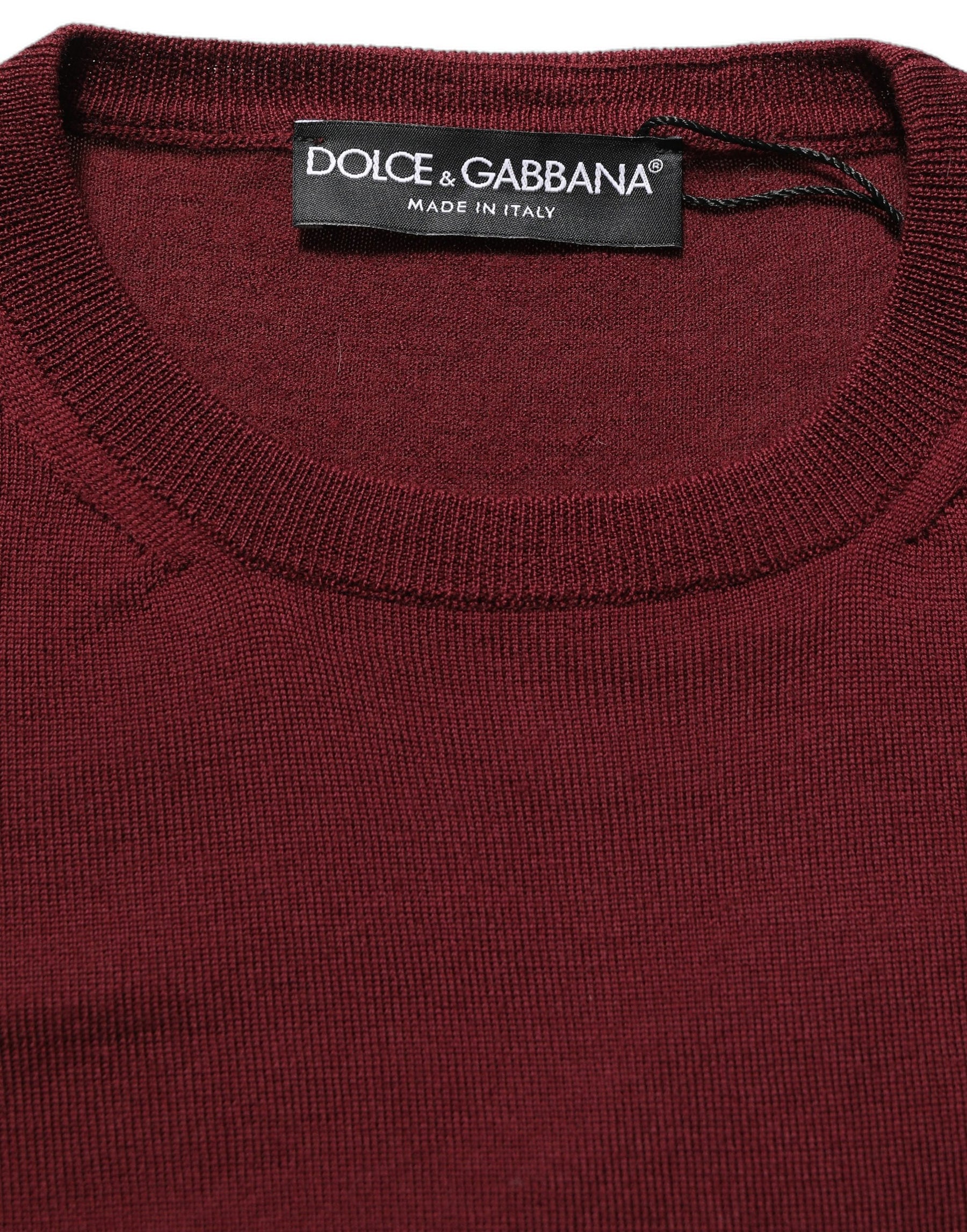 Dolce & Gabbana Maroon Wool Knitted CrewNeck Pullover Sweater | Regal Royce