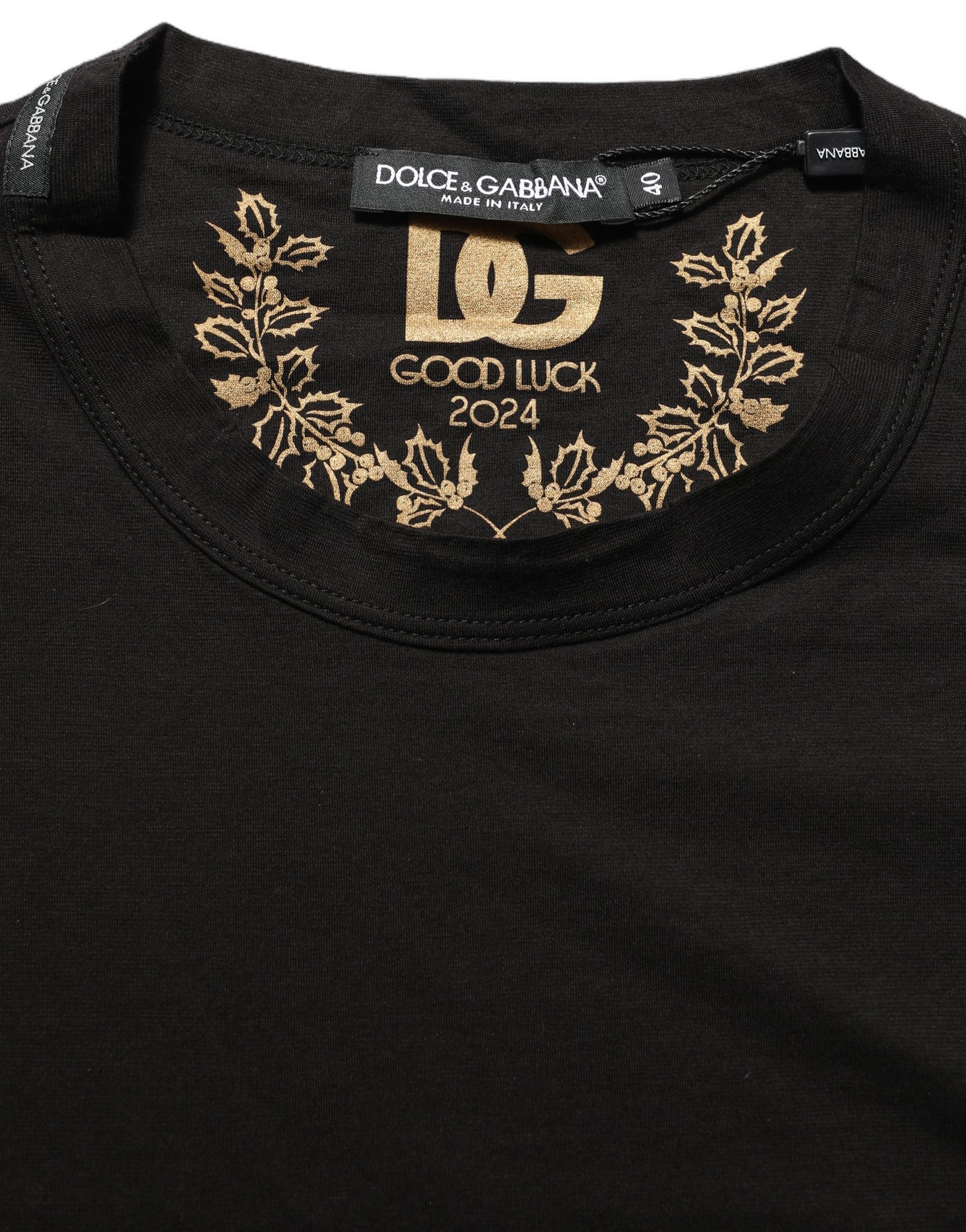 Dolce & Gabbana Black Cotton Crew Neck Short Sleeves T-shirt | Regal Royce