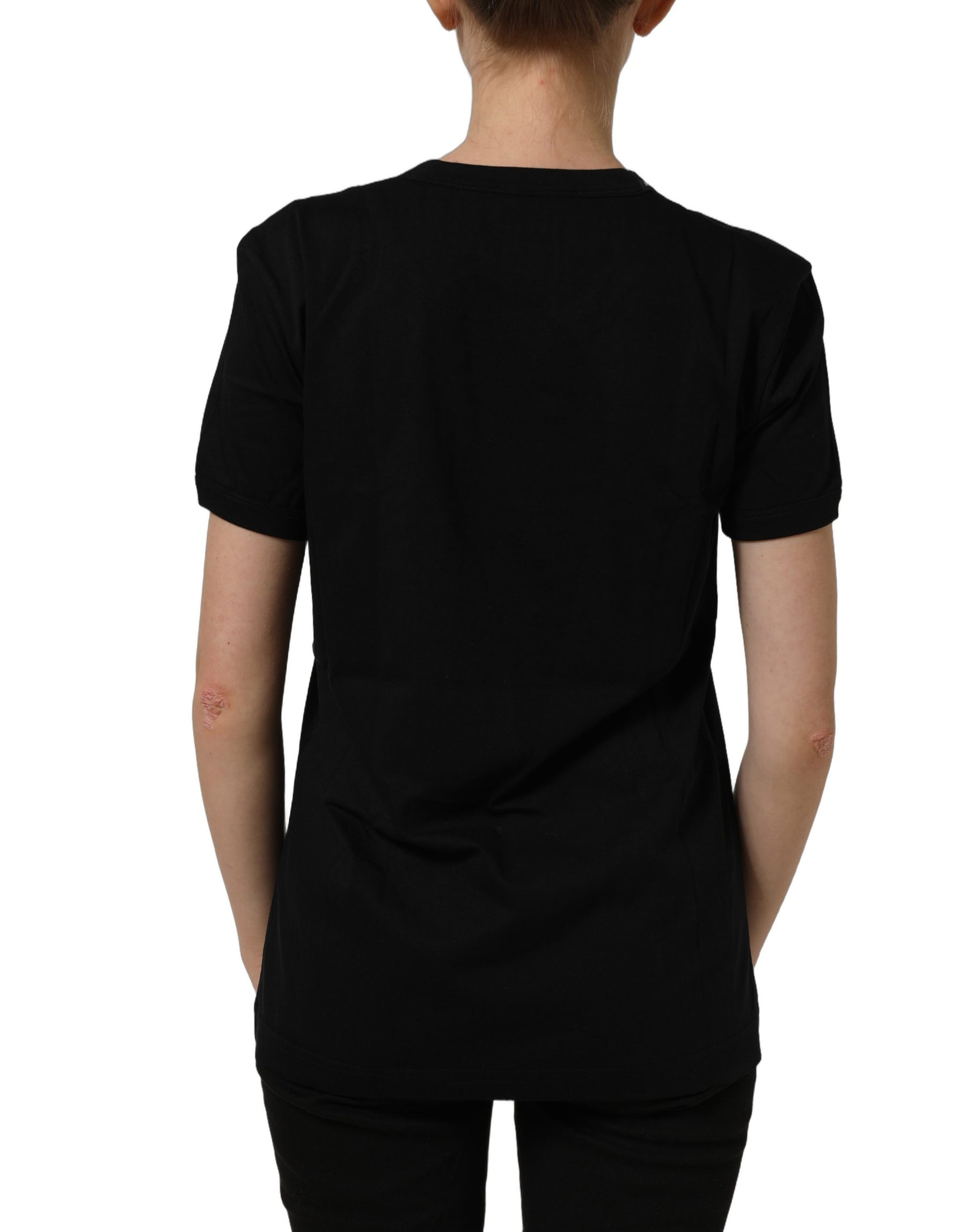 Dolce & Gabbana Black Cotton Crew Neck Short Sleeves T-shirt | Regal Royce