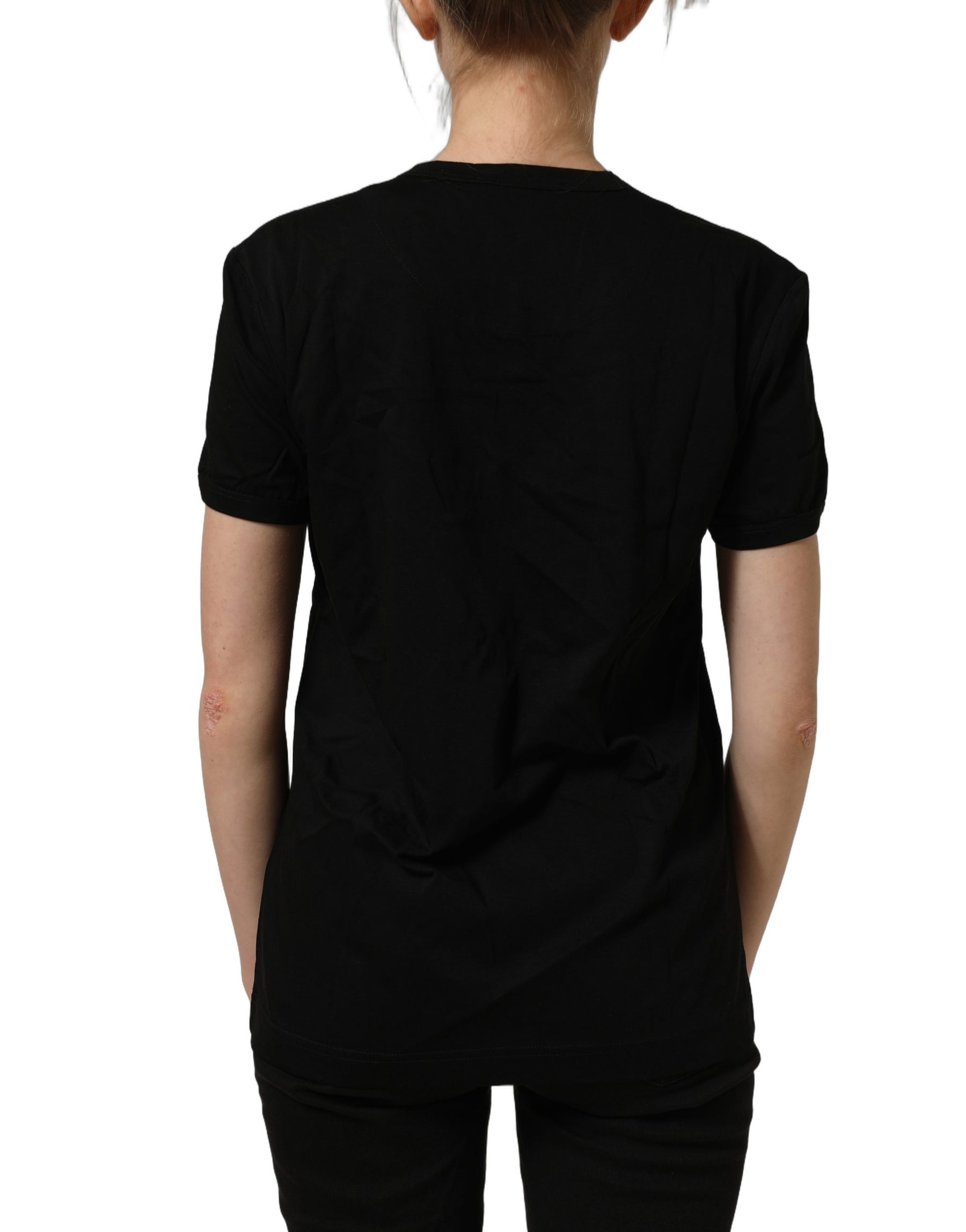 Dolce & Gabbana Black Cotton Crew Neck Short Sleeves T-shirt | Regal Royce