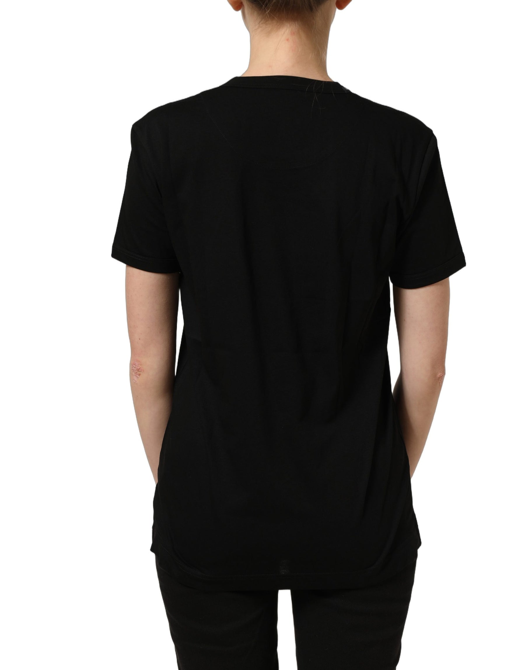 Dolce & Gabbana Black Cotton Crew Neck Short Sleeves T-shirt | Regal Royce