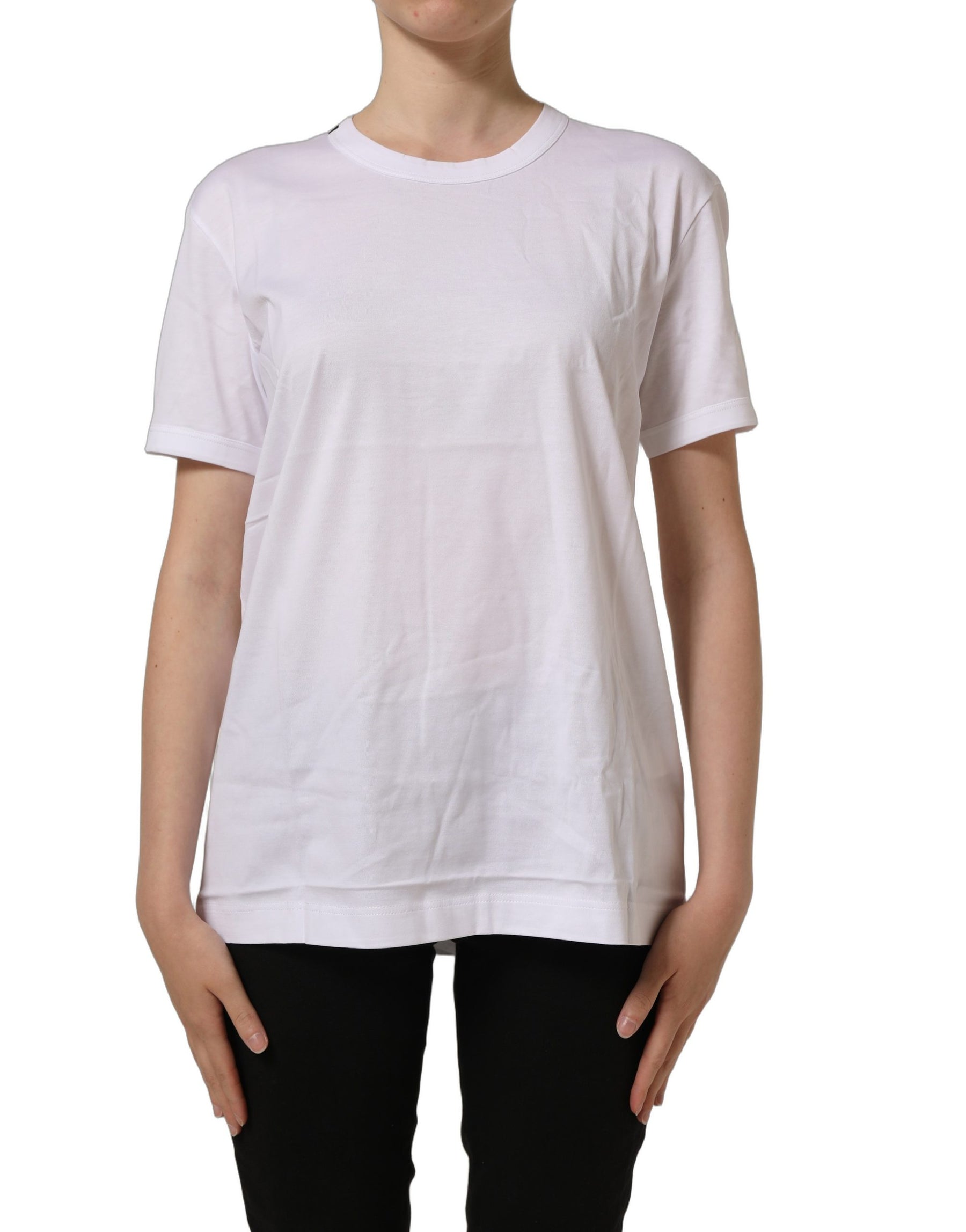 Dolce & Gabbana White Cotton Crew Neck Short Sleeves T-shirt | Regal Royce