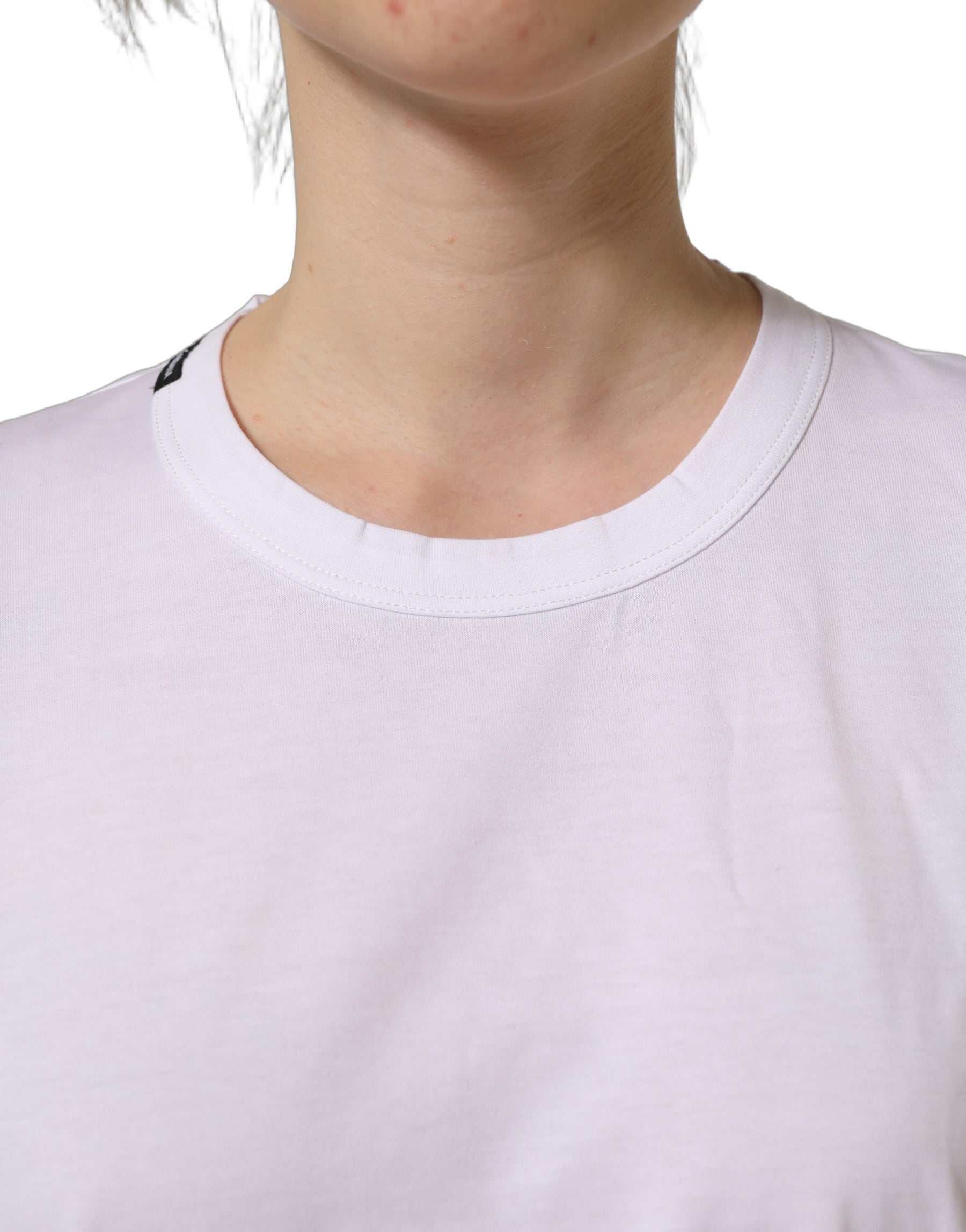 Dolce & Gabbana White Cotton Crew Neck Short Sleeves T-shirt | Regal Royce