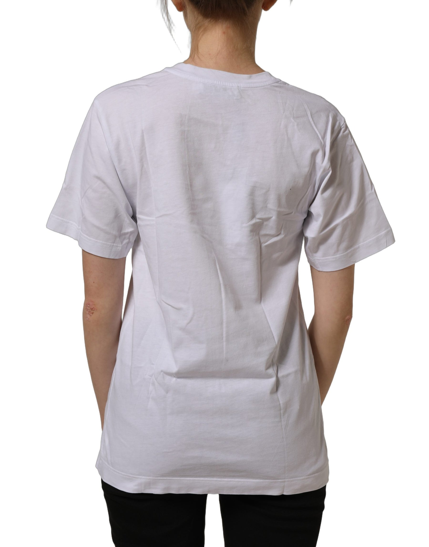 Dolce & Gabbana White Cotton Gold DG Logo Crew Neck T-shirt | Regal Royce