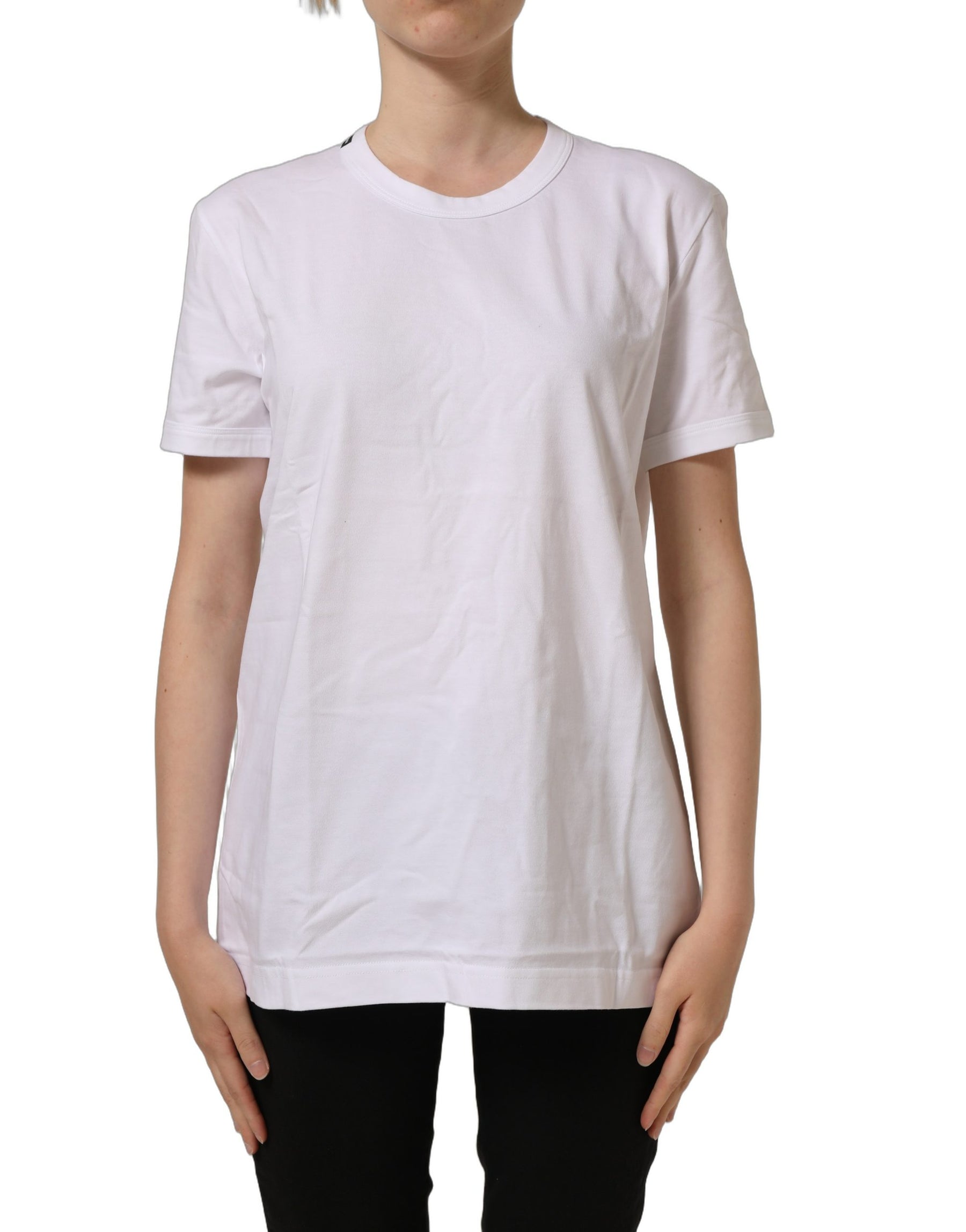 Dolce & Gabbana White Cotton Crew Neck Short Sleeves T-shirt | Regal Royce