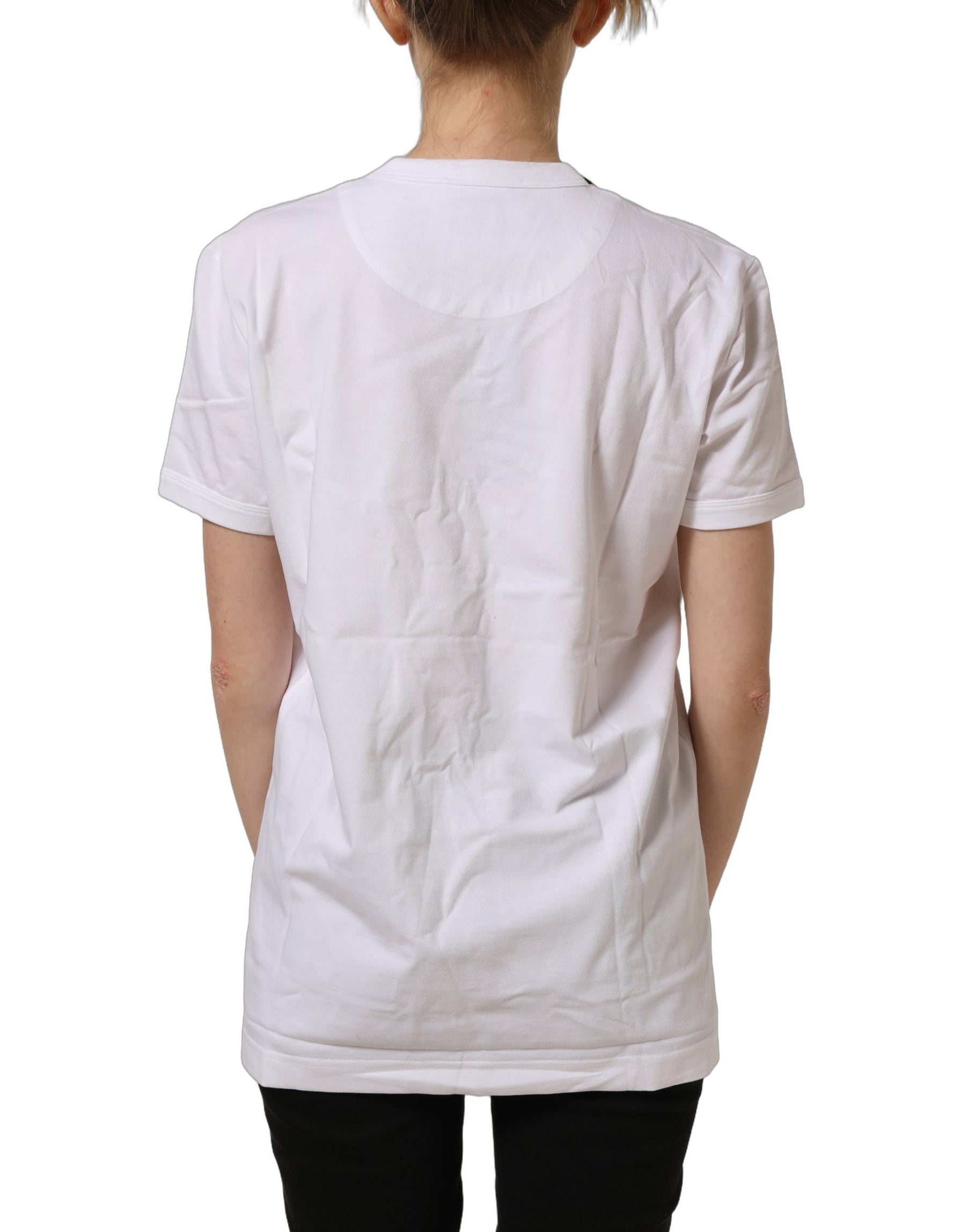 Dolce & Gabbana White Cotton Crew Neck Short Sleeves T-shirt | Regal Royce