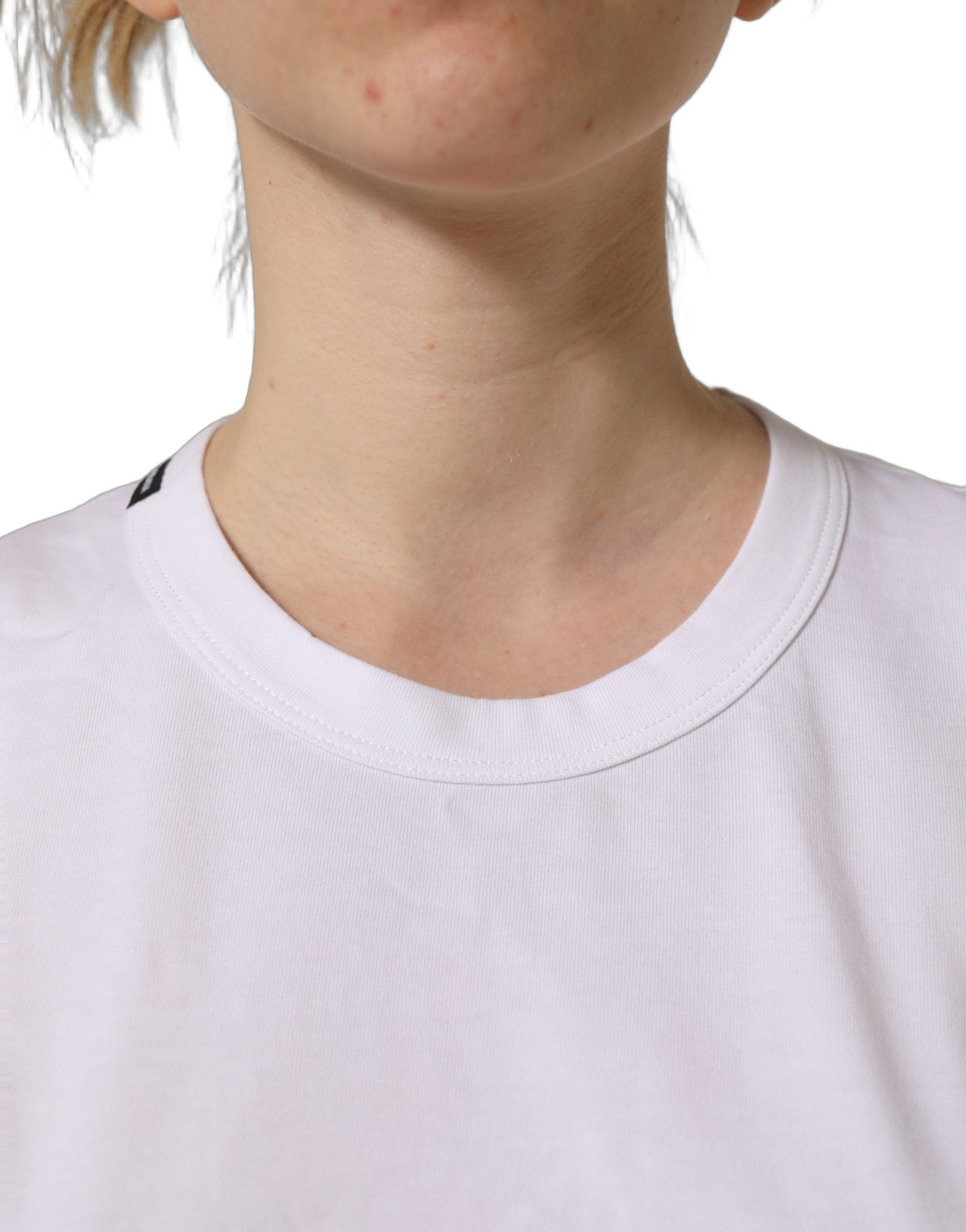 Dolce & Gabbana White Cotton Crew Neck Short Sleeves T-shirt | Regal Royce