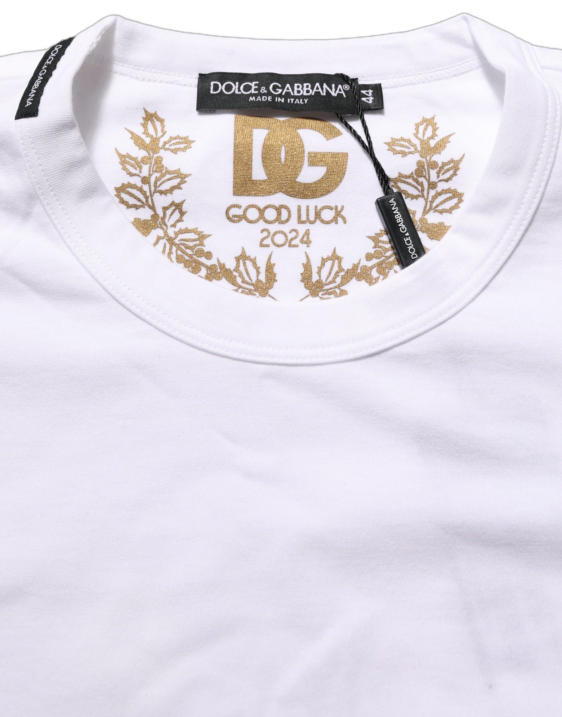 Dolce & Gabbana White Cotton Crew Neck Short Sleeves T-shirt | Regal Royce