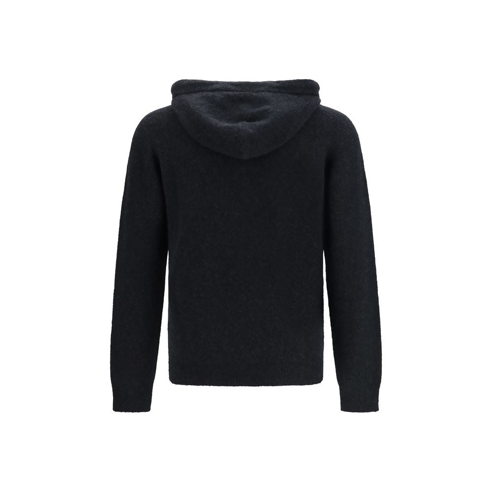 Roberto Collina Black Wool Oves Aries Hoodie | Regal Royce
