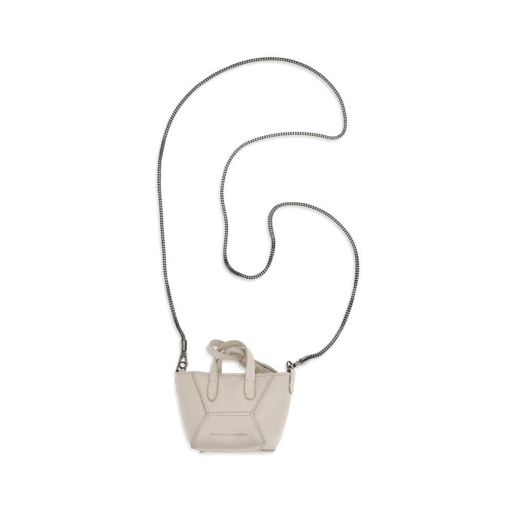 Brunello Cucinelli Beige Calf Leather Bos Taurus Shoulder Bag | Regal Royce