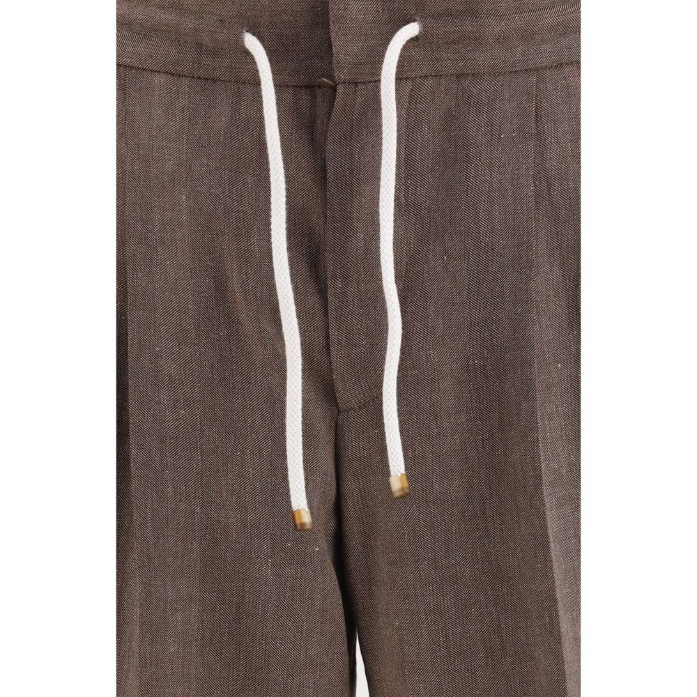 Brunello Cucinelli Brown Linen Casual Pants | Regal Royce