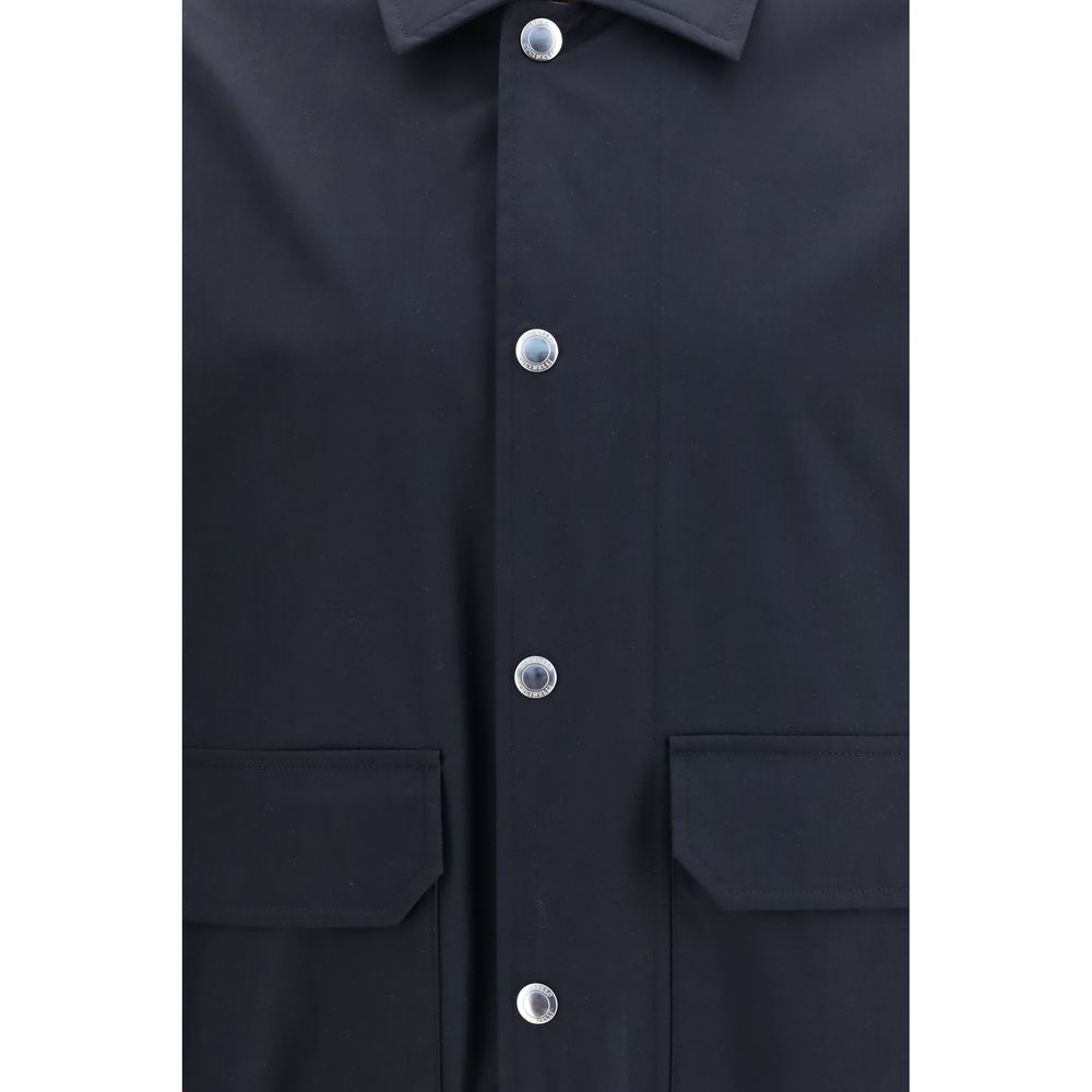 Brunello Cucinelli Blue Silk Biker Jacket | Regal Royce