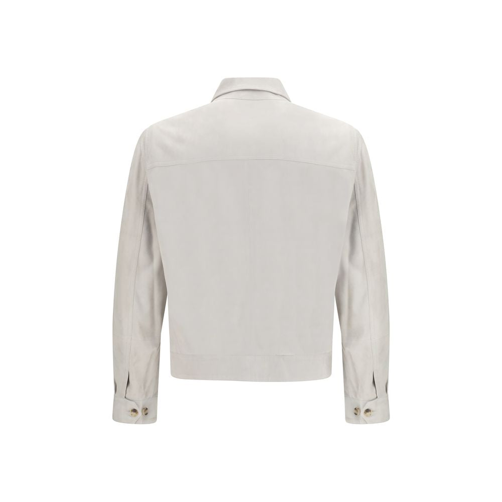 Brunello Cucinelli Beige Leather Leather Jacket | Regal Royce