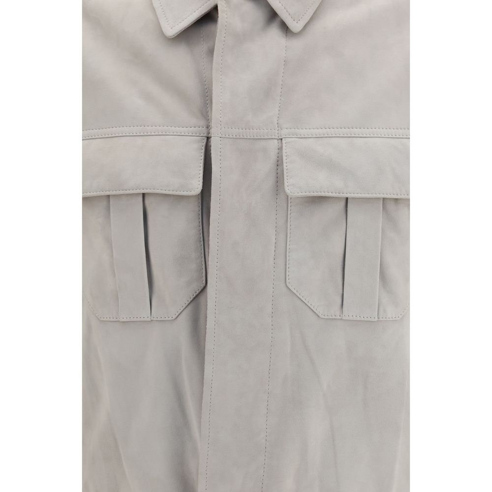 Brunello Cucinelli Beige Leather Leather Jacket | Regal Royce