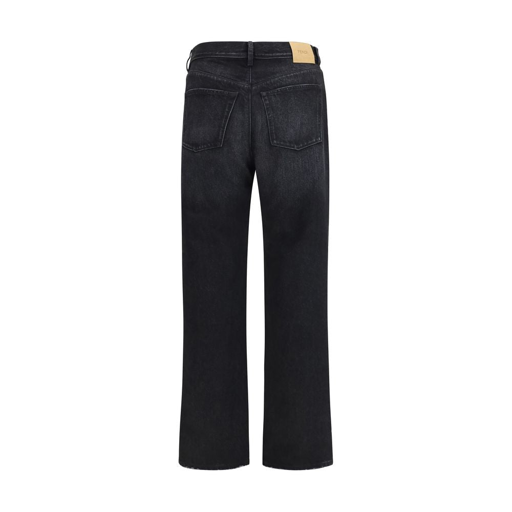 Fendi Black Cotton Straight-Leg Jeans | Regal Royce