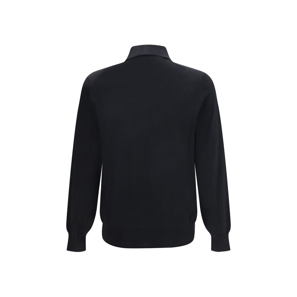 Brunello Cucinelli Black Cotton Long Sleeve T-Shirt | Regal Royce