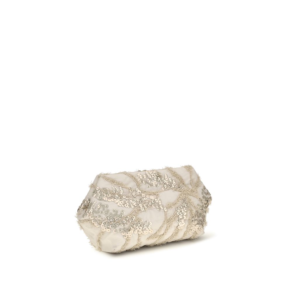 Brunello Cucinelli Beige Silk Shoulder Bag | Regal Royce