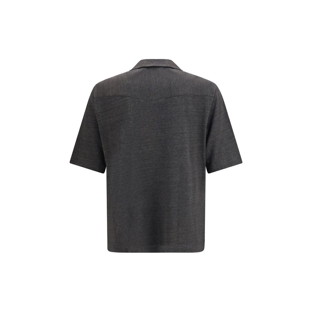 Brunello Cucinelli Gray Linen Shortsleeve Shirt | Regal Royce