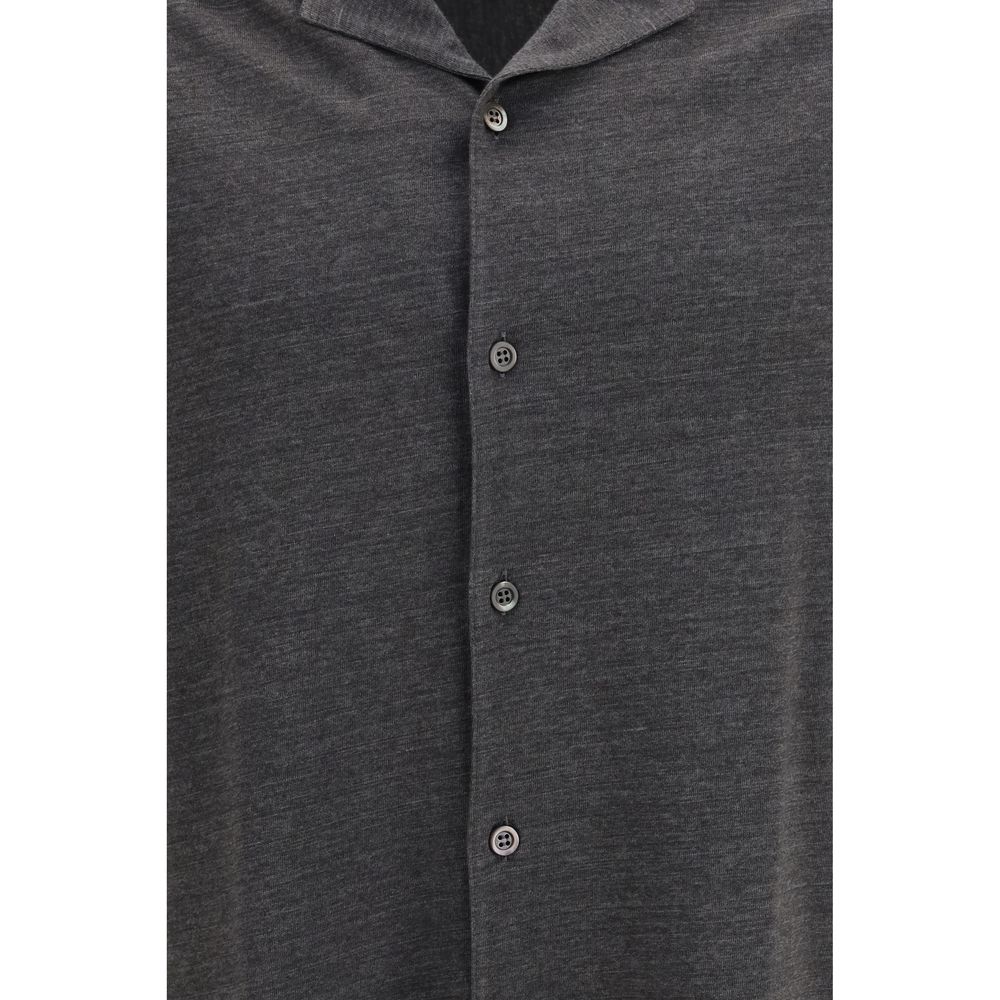Brunello Cucinelli Gray Linen Shortsleeve Shirt | Regal Royce