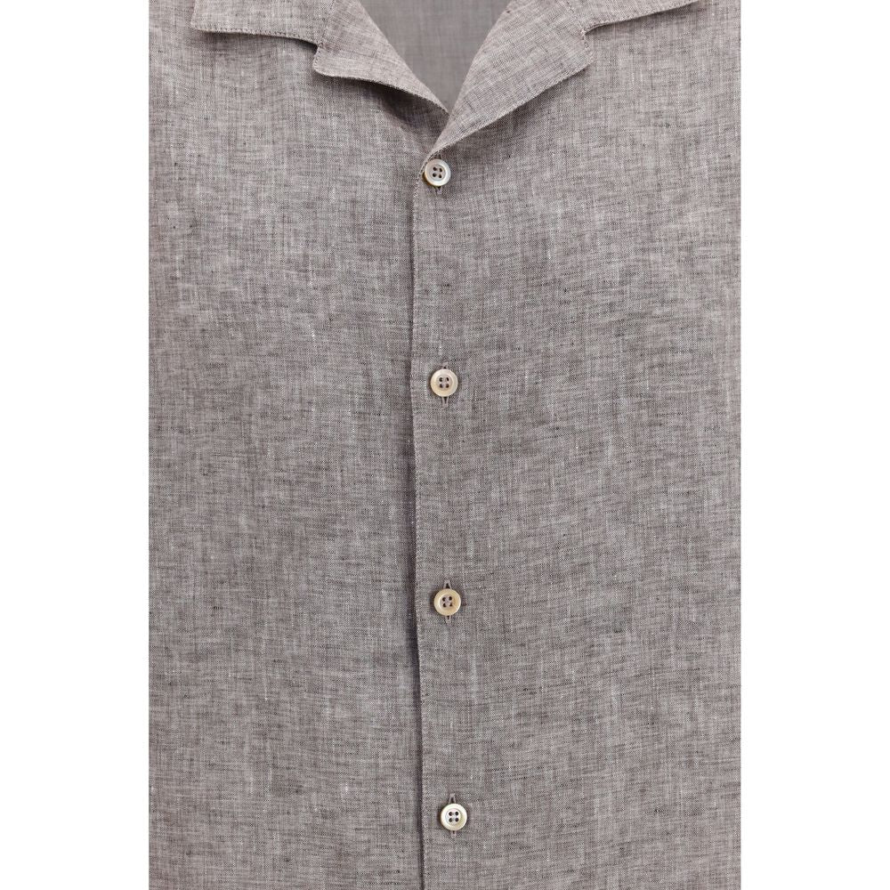 Brunello Cucinelli Gray Linen Shortsleeve Shirt | Regal Royce