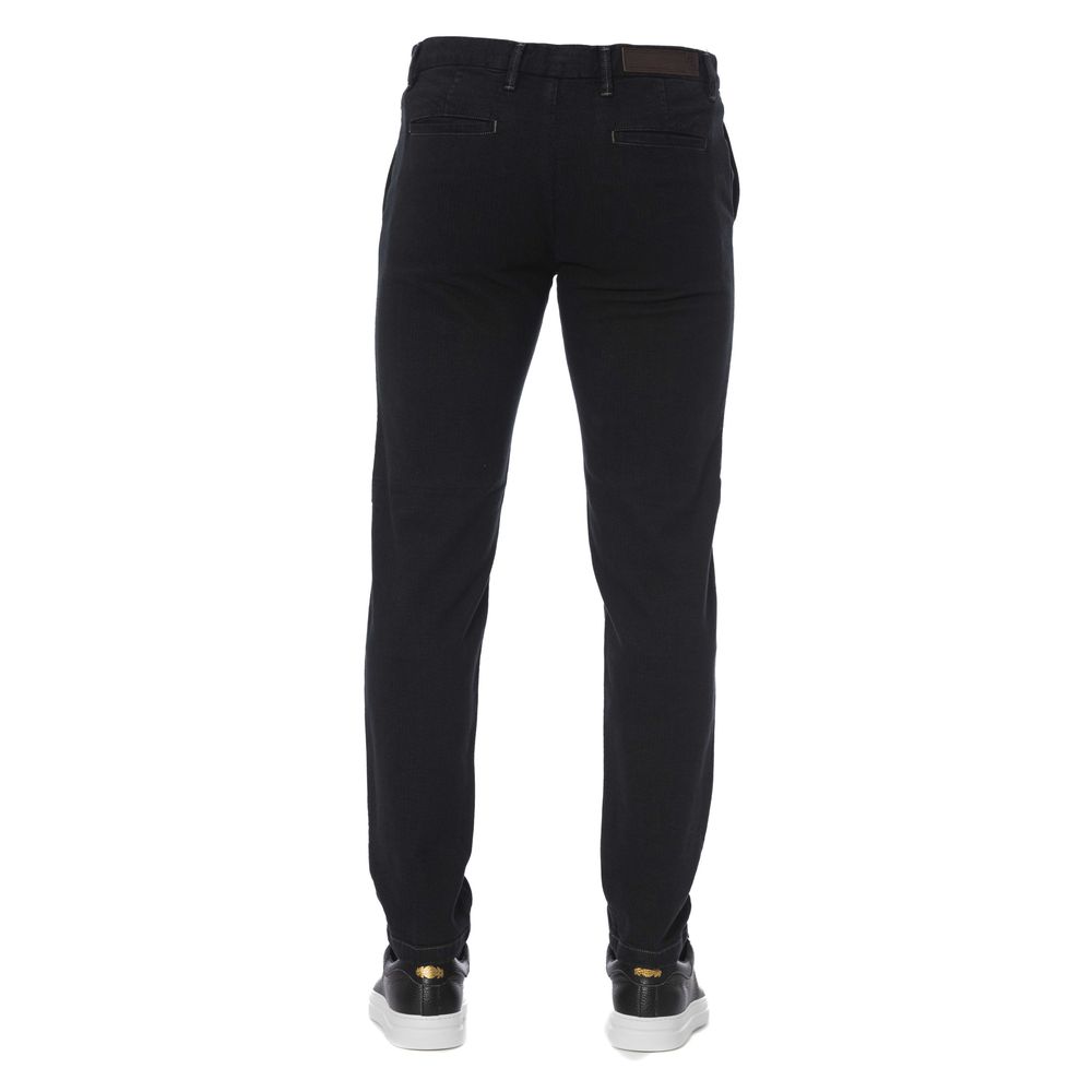Trussardi Jeans Black Cotton Men Pants | Regal Royce