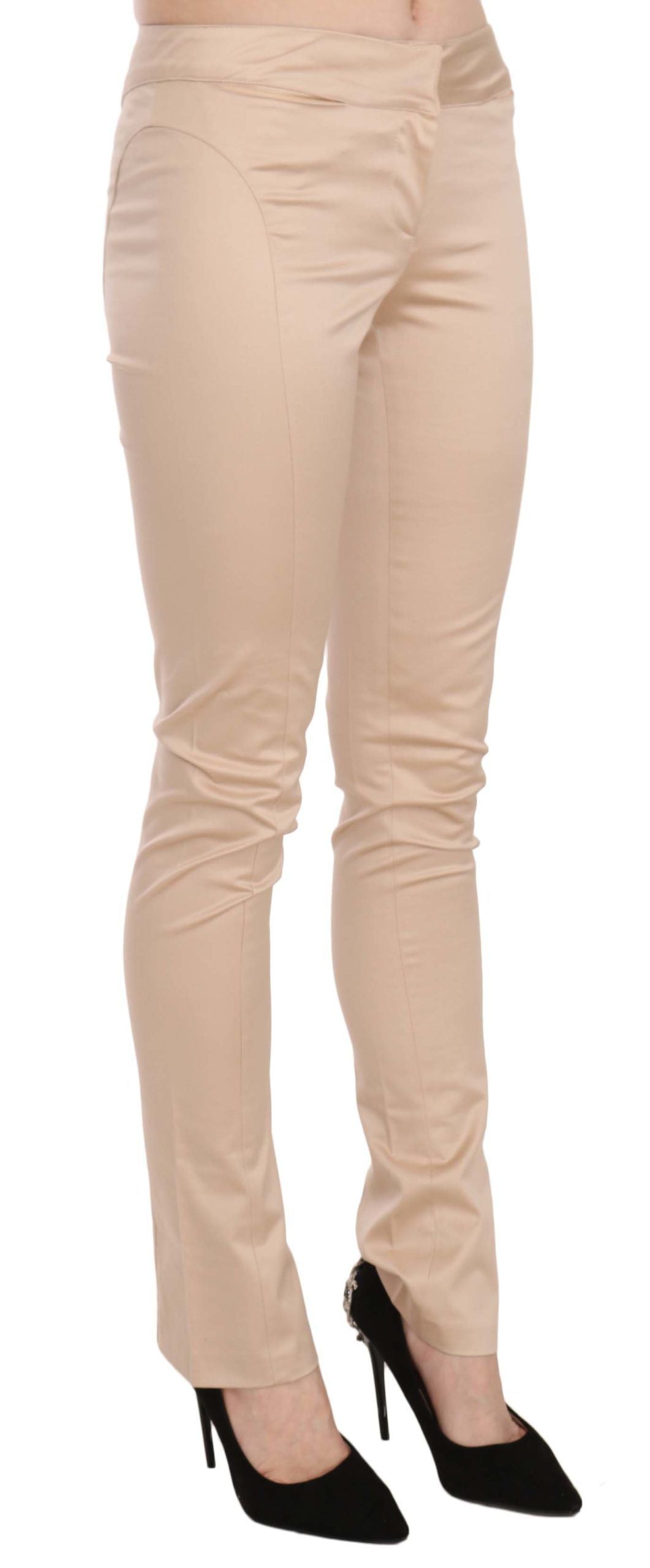Just Cavalli Cream Low Waist Skinny Formal Trousers Pants | Regal Royce