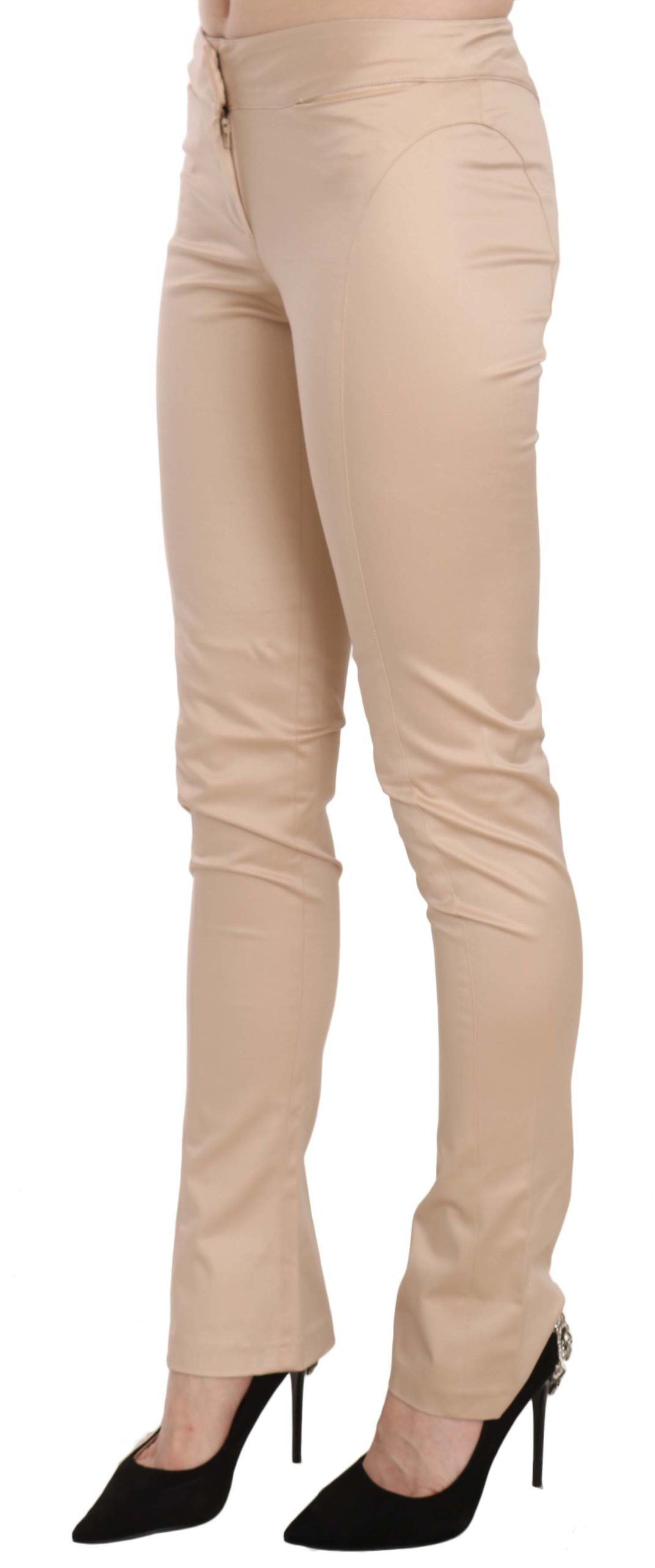 Just Cavalli Cream Low Waist Skinny Formal Trousers Pants | Regal Royce