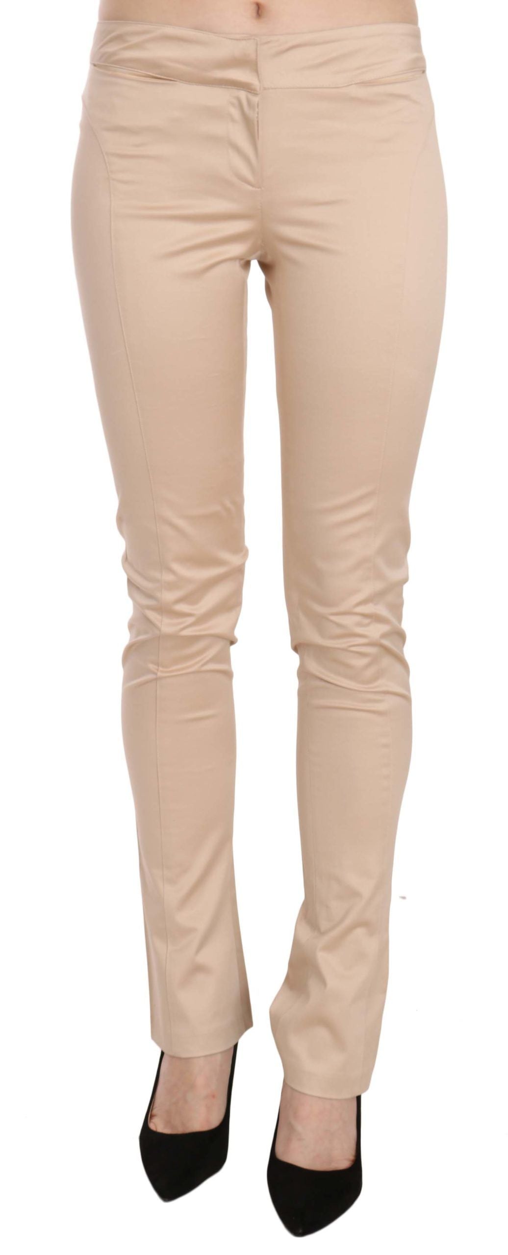 Just Cavalli Cream Low Waist Skinny Formal Trousers Pants | Regal Royce