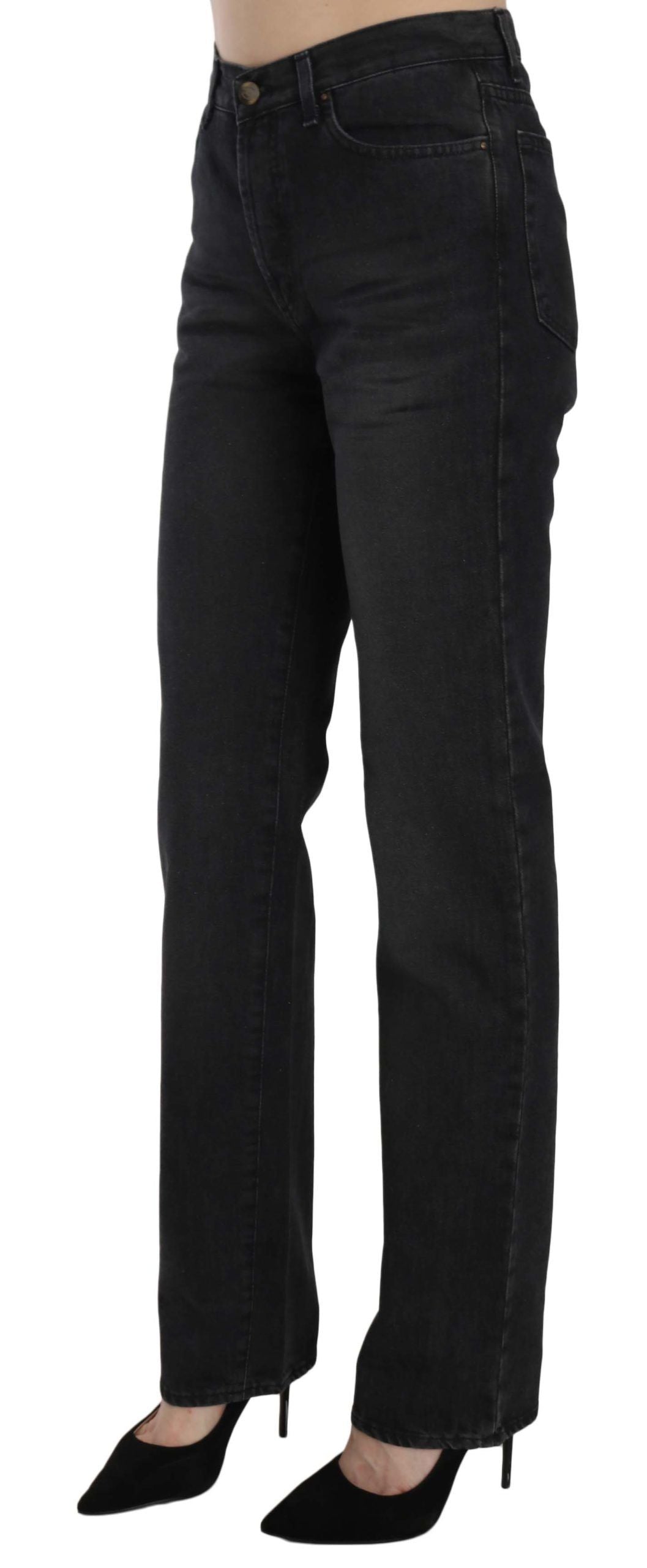 Just Cavalli Black Washed High Waist Straight Denim Pants Jeans | Regal Royce