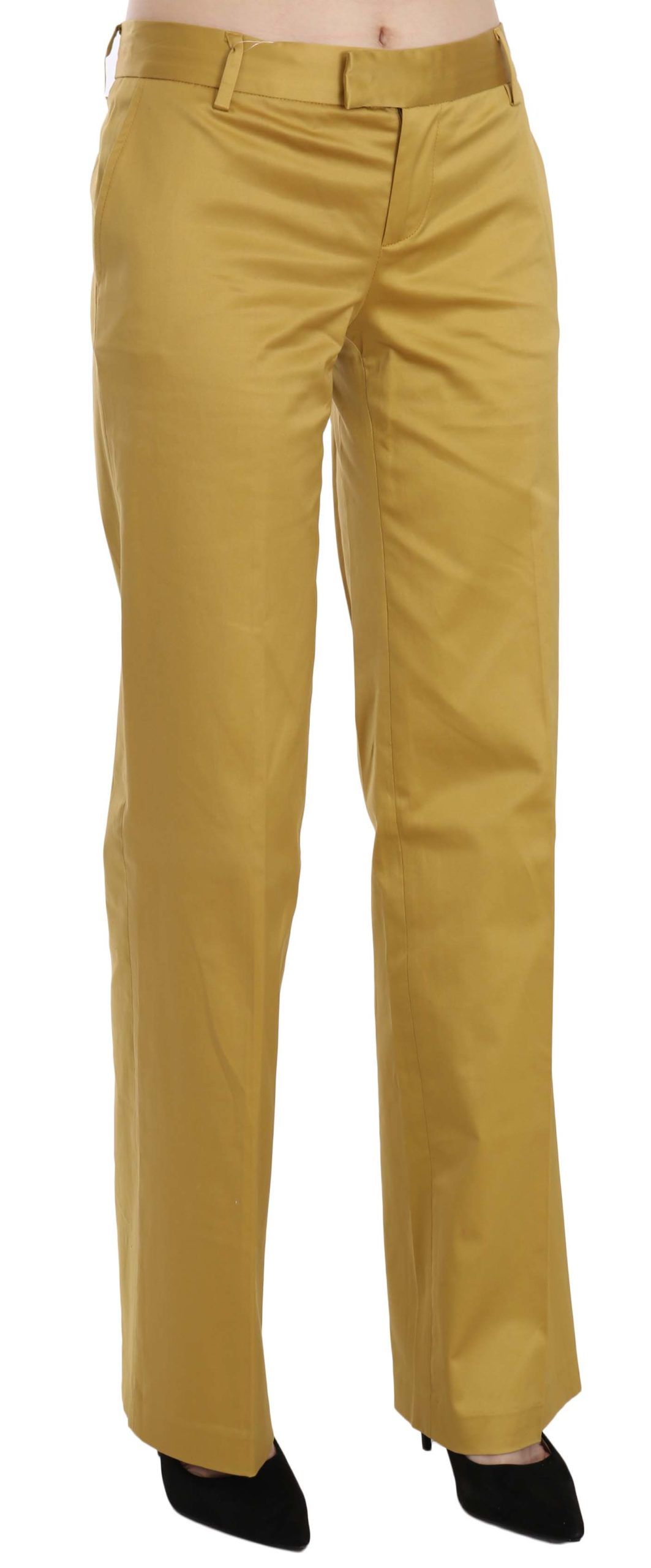 Just Cavalli Mustard Yellow Straight Formal Trousers Pants | Regal Royce