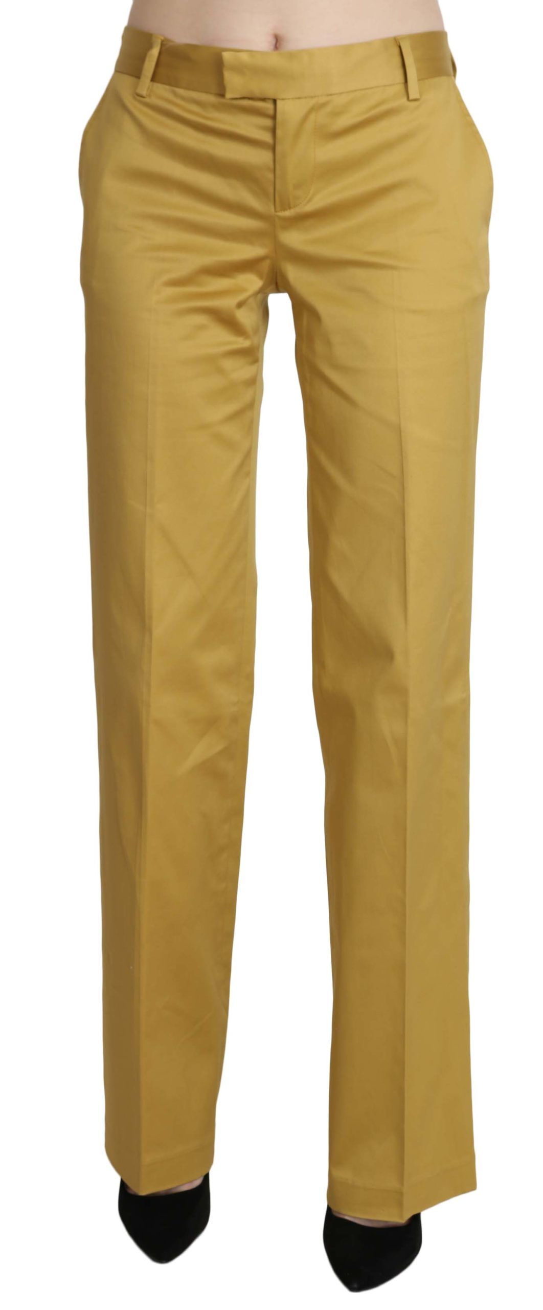 Just Cavalli Mustard Yellow Straight Formal Trousers Pants | Regal Royce