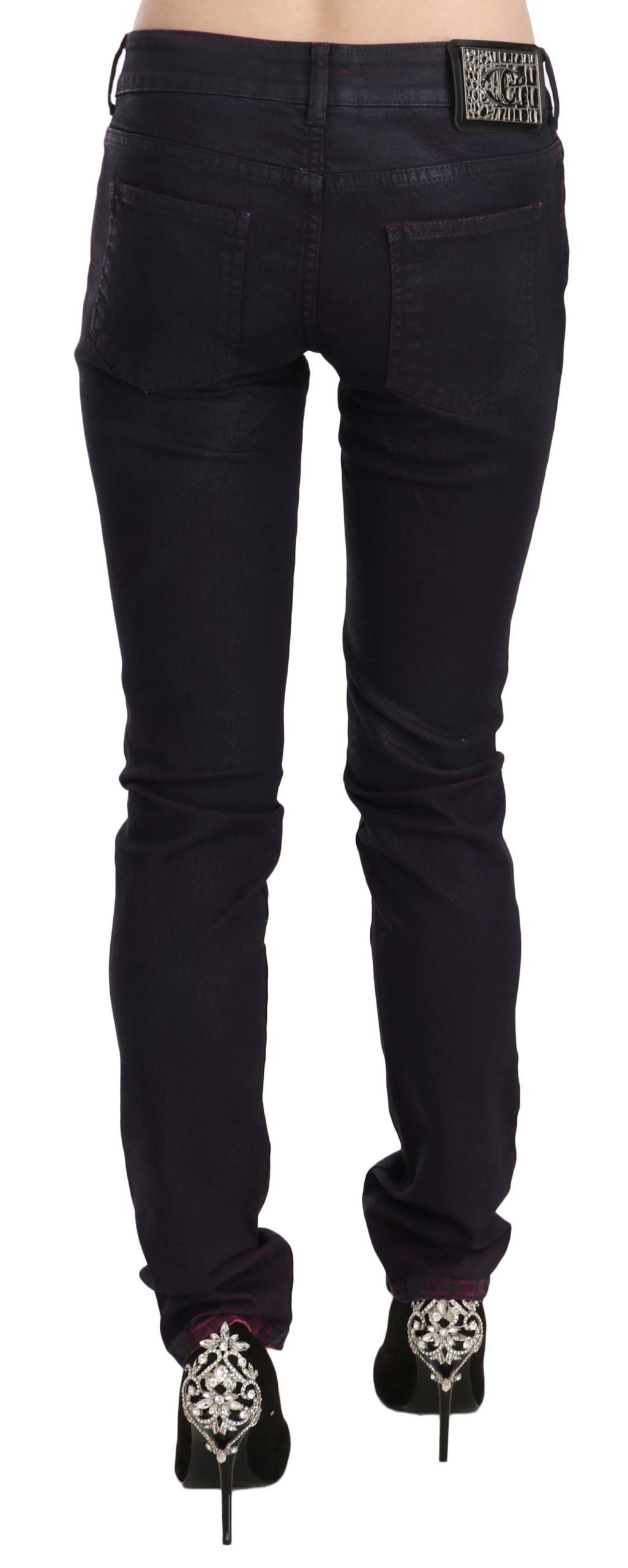 Just Cavalli Black Cotton Low Waist Skinny Denim Pants | Regal Royce