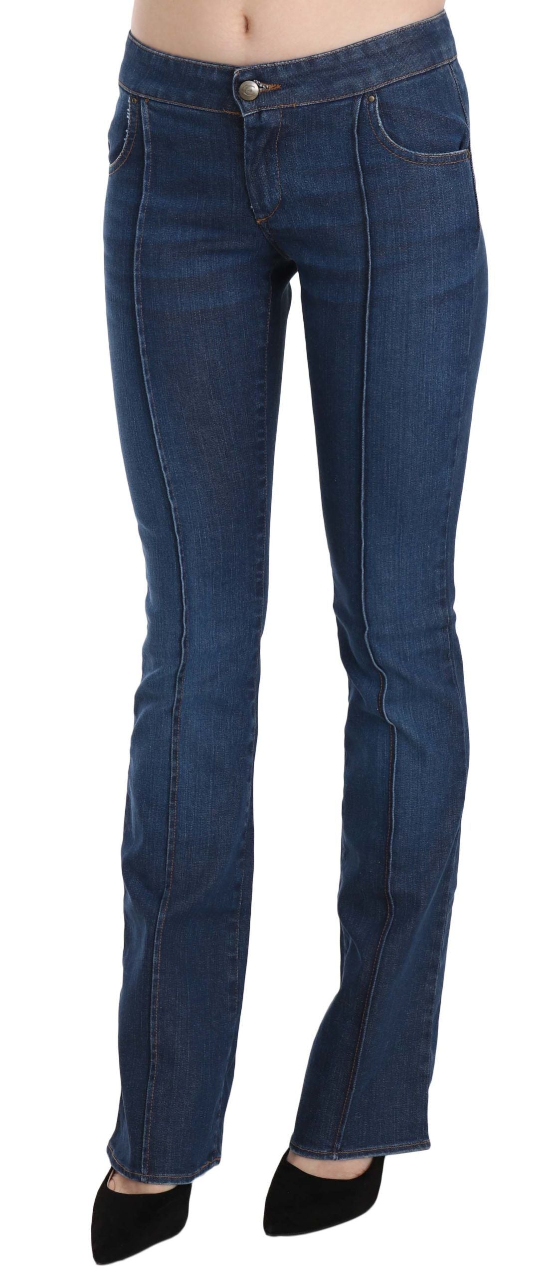 Just Cavalli Blue Low Waist Boot Cut Denim Pants Jeans | Regal Royce