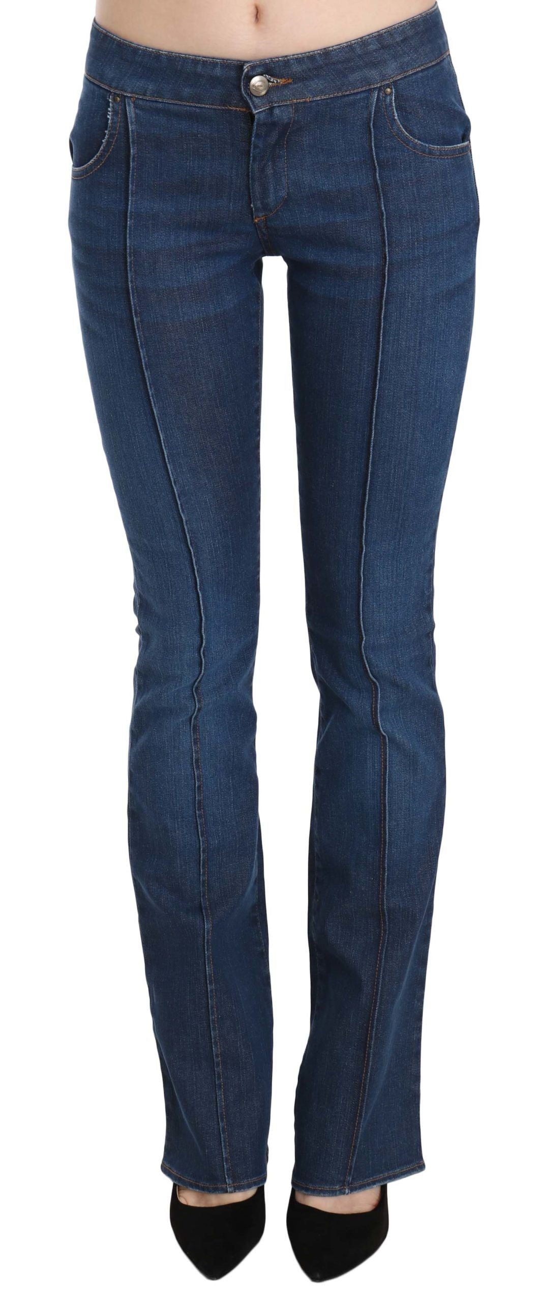 Just Cavalli Blue Low Waist Boot Cut Denim Pants Jeans | Regal Royce