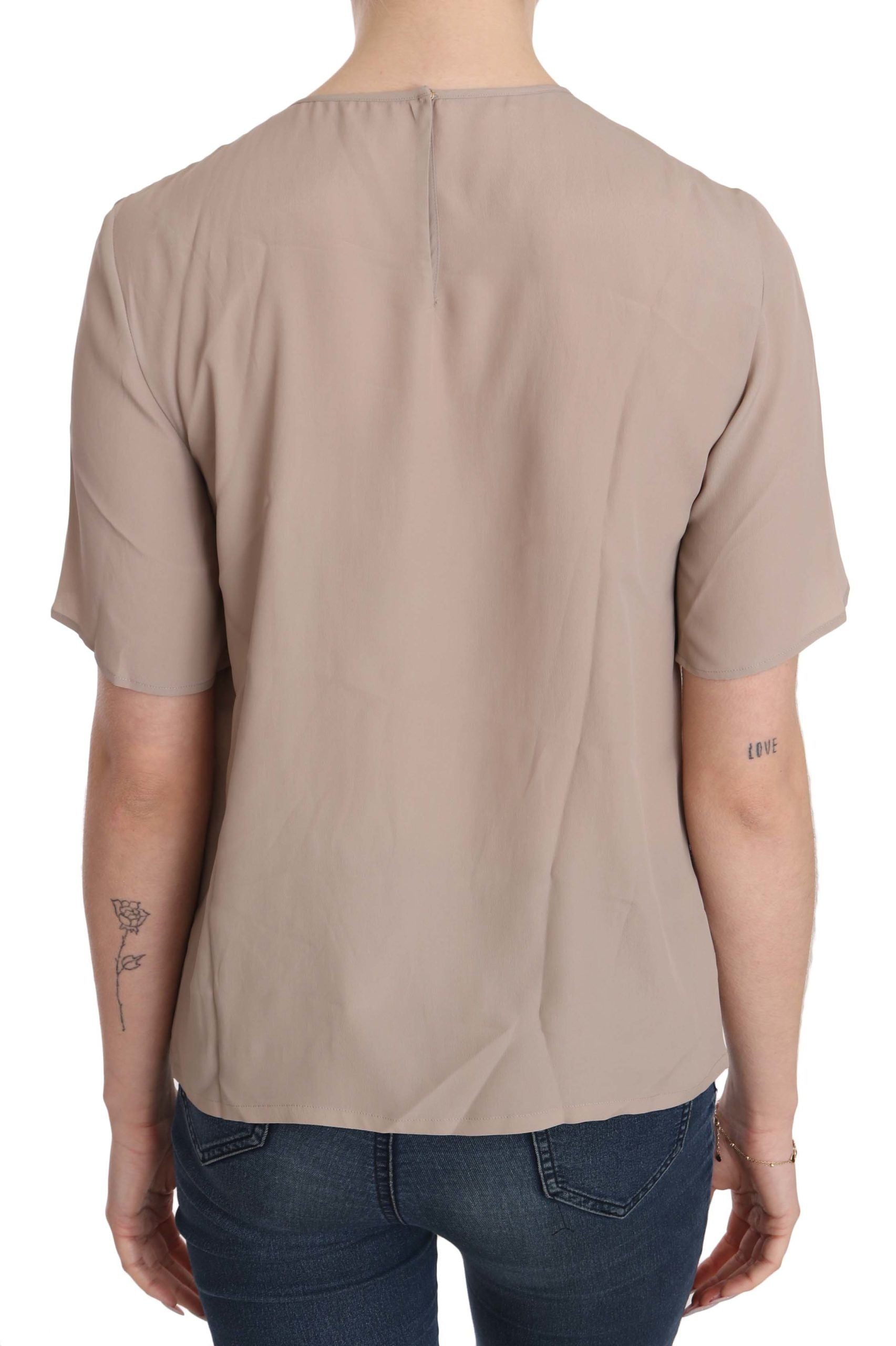 Dolce & Gabbana Beige Crew Neck Short Sleeve Blouse | Regal Royce