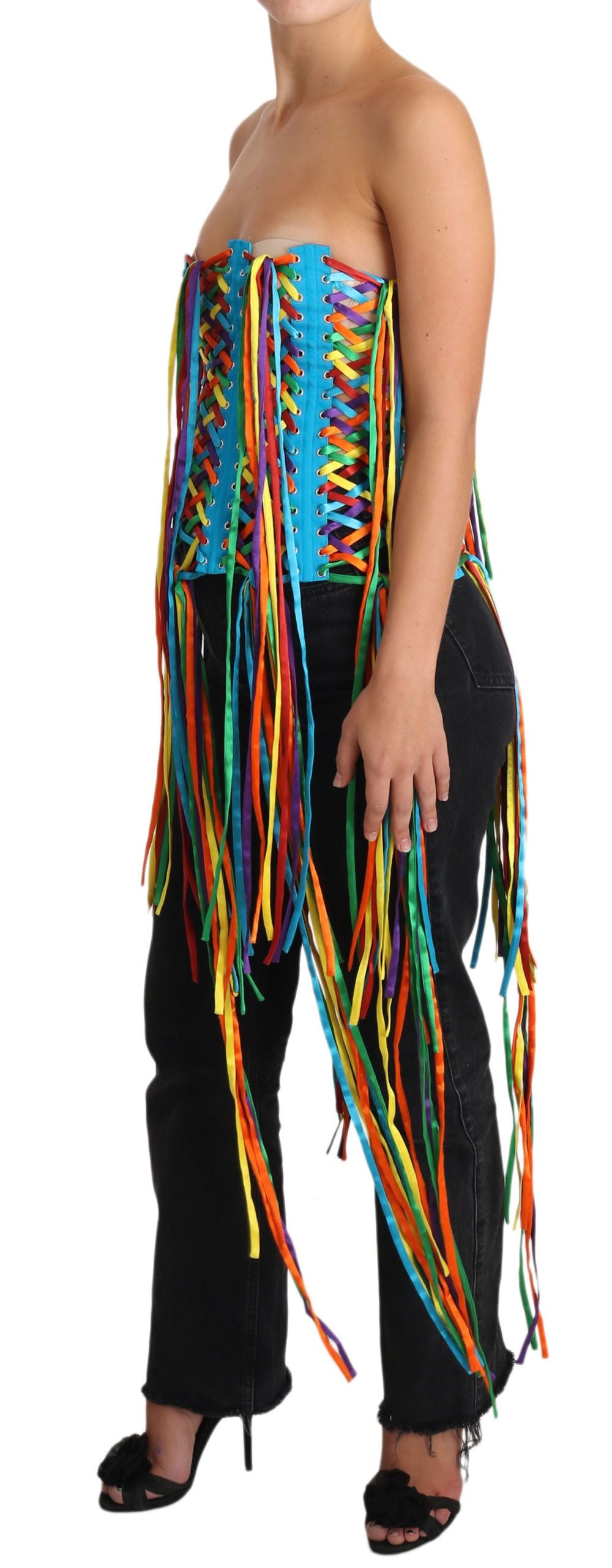 Dolce & Gabbana Multicolor Strings Bustier Polyester Corset  Top | Regal Royce