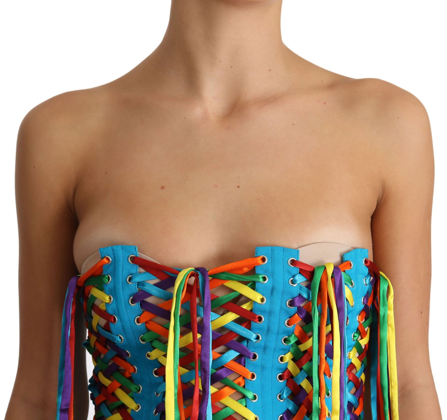 Dolce & Gabbana Multicolor Strings Bustier Polyester Corset  Top | Regal Royce