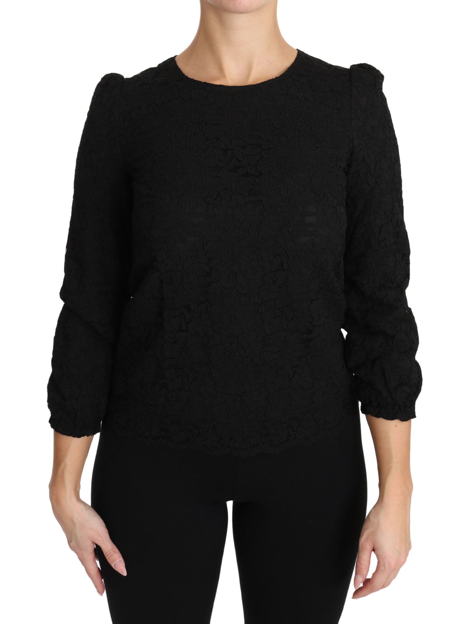 Dolce & Gabbana Black Floral Lace Zipper Top Blouse | Regal Royce