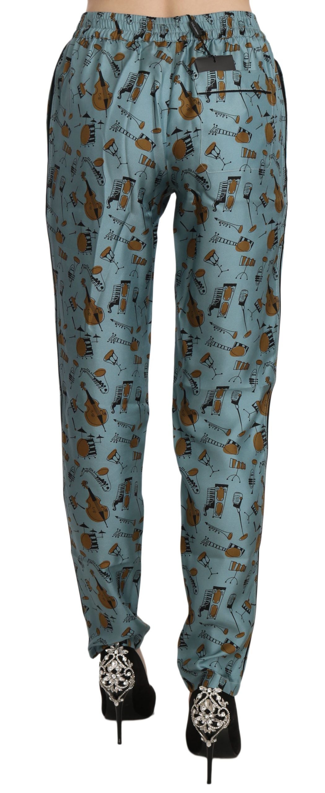 Dolce & Gabbana Blue Musical Instruments Print Tapered Pants | Regal Royce