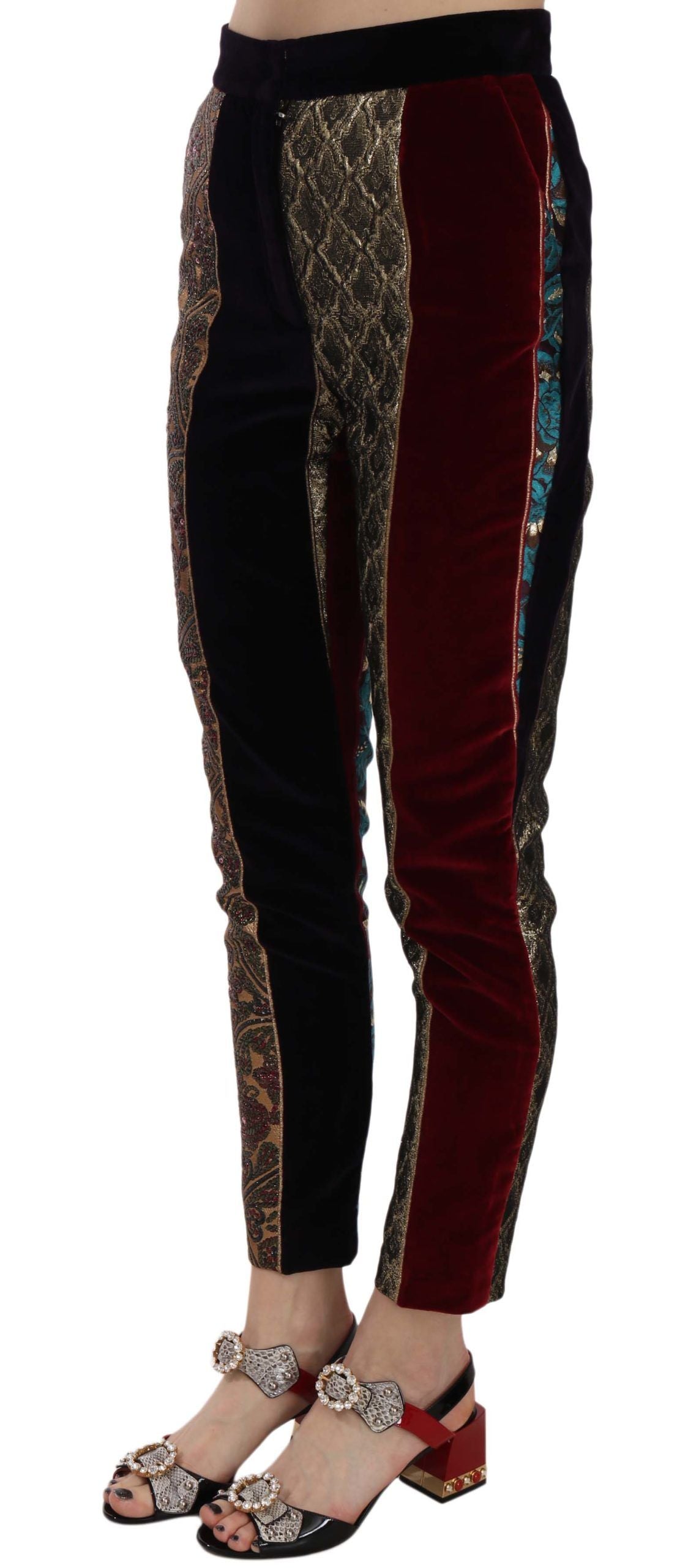 Dolce & Gabbana Multicolor Jacquard Cropped Tapered Pants | Regal Royce