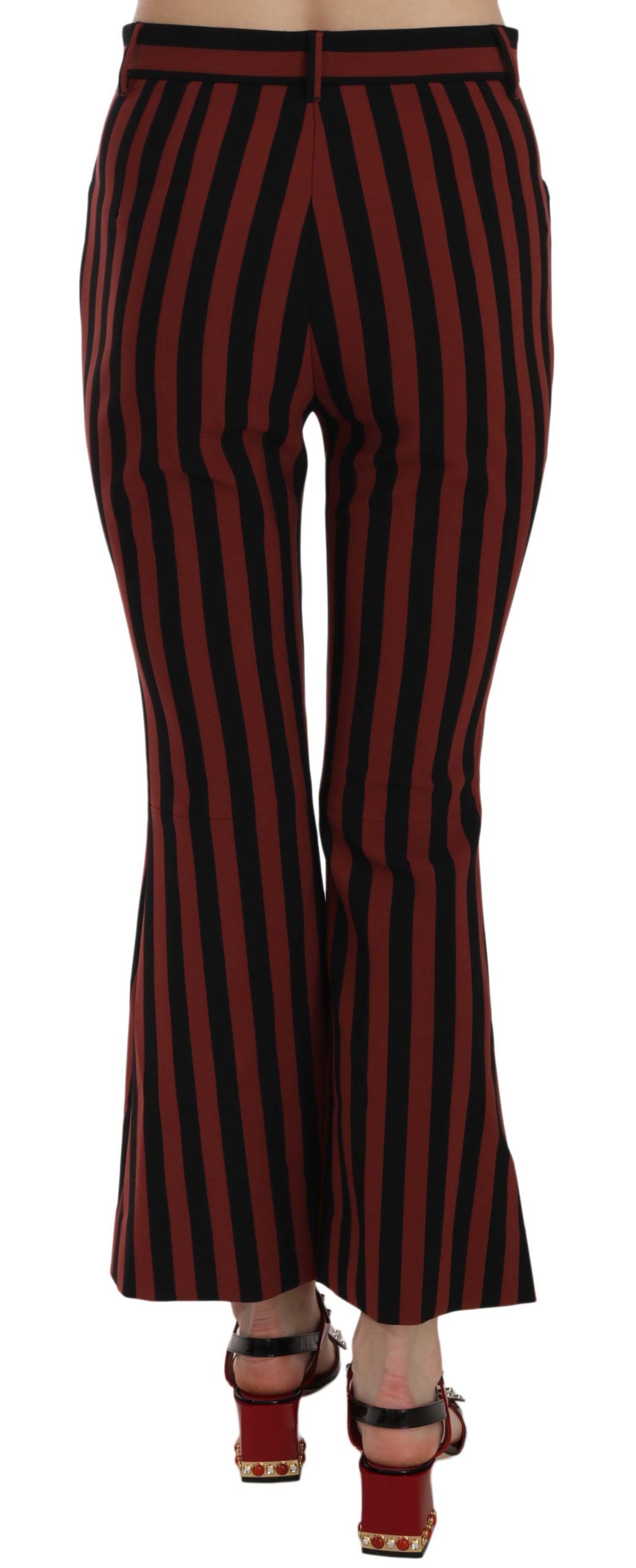 Dolce & Gabbana Black Amaranth Stripe Cropped Flared Pants | Regal Royce